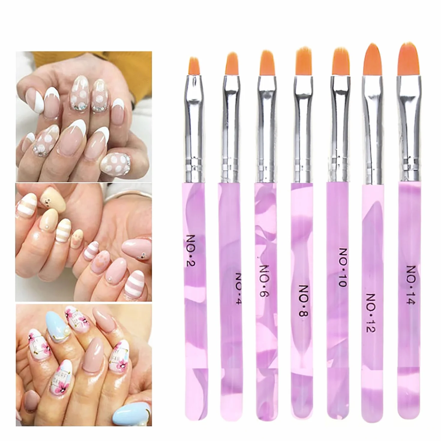 7 pennelli acrilici per unghie, gel UV, unghie in acrilico, set per unghie in gel