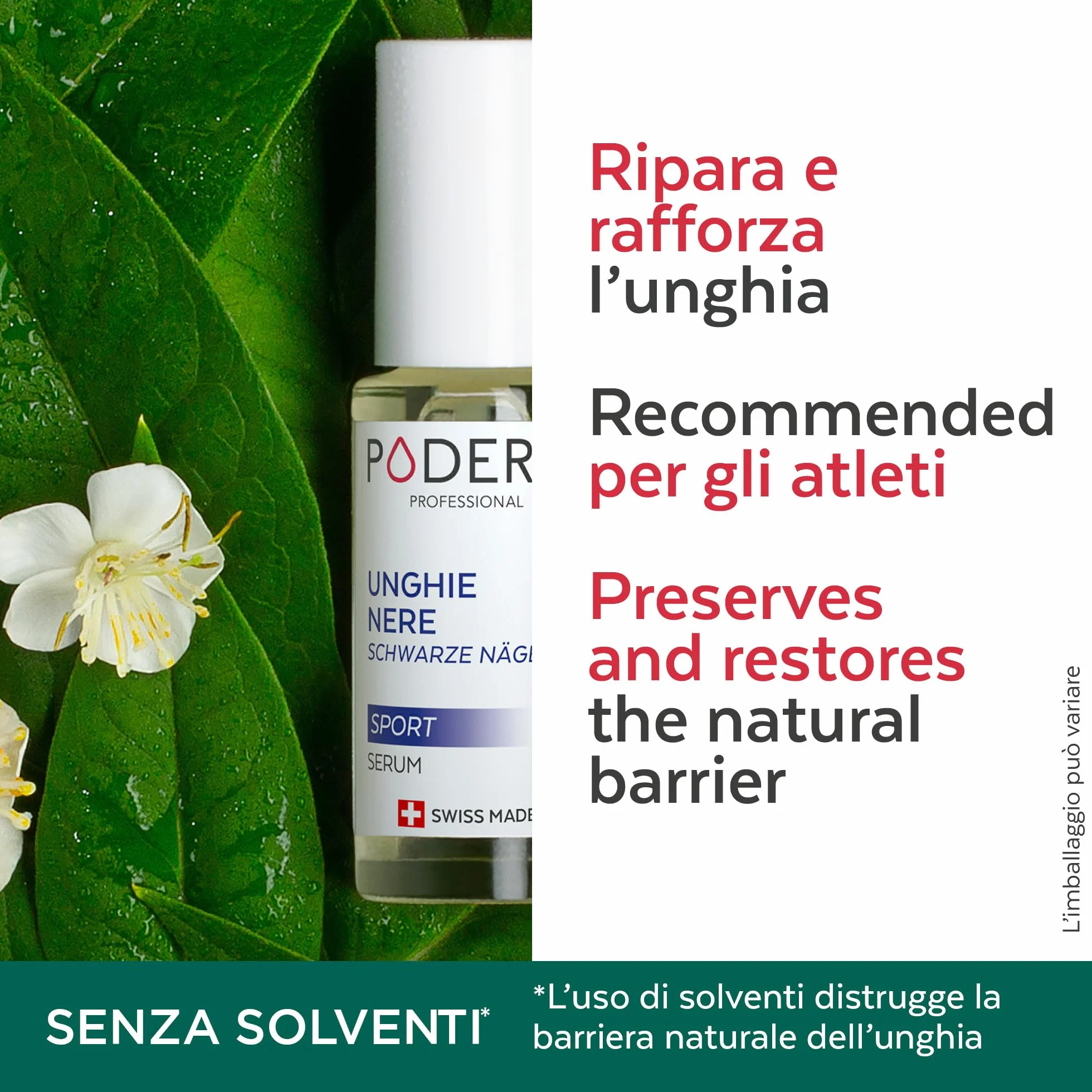 PODERM - UNGHIE NERE E TRAMAUTIZZATE | Trattamento per piante dei piedi anti-ematoma, antimicotico, antibatterico e riparatore | Cura professionale piede/mano | Facile e veloce | Prodotto in Svizzera