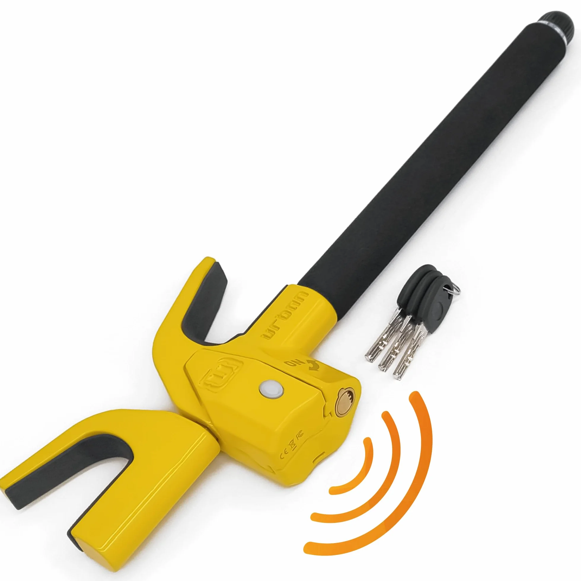 URBAN UR978Y Antifurto Auto Doppia Sicurezza Blocca Sterzo 120dB LED Bloccaggio Automatico Blocco Volante Meccanico Universale