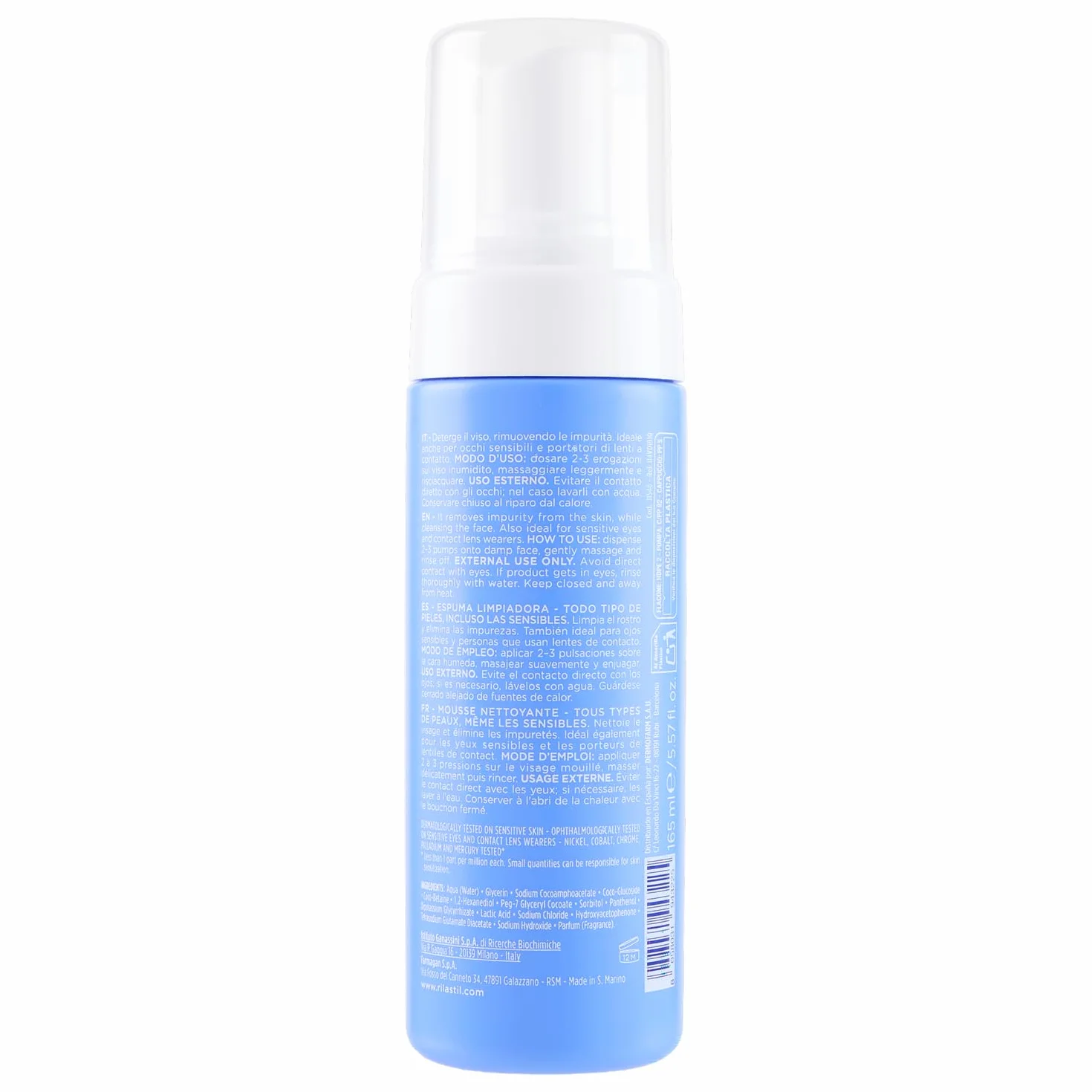 Rilastil Skin Reset Mousse Detergente, Detersione Delicata Viso e Occhi, con Pantenolo e Dipotassio Glicirrizato, 165 ml