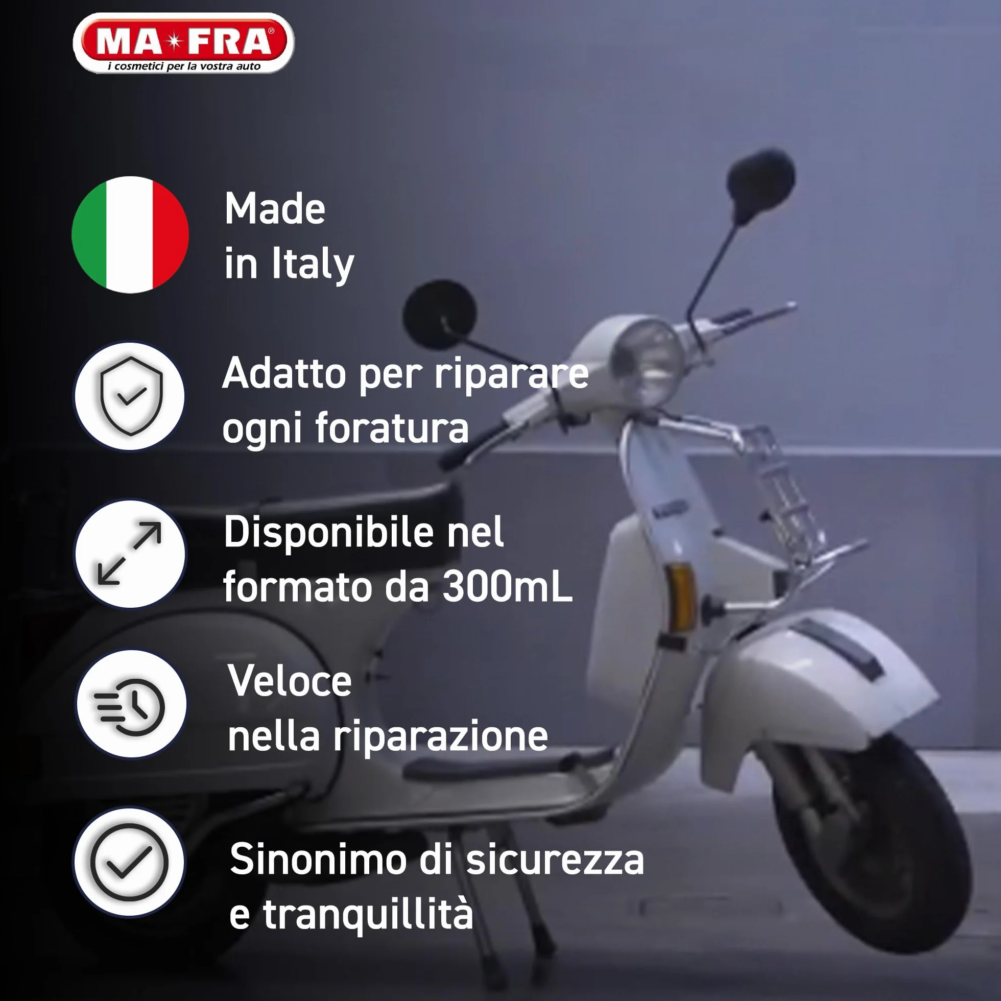 MAFRA Bomboletta Gonfia e Ripara Gomme 300ml Auto Moto Senza Camera d'Aria