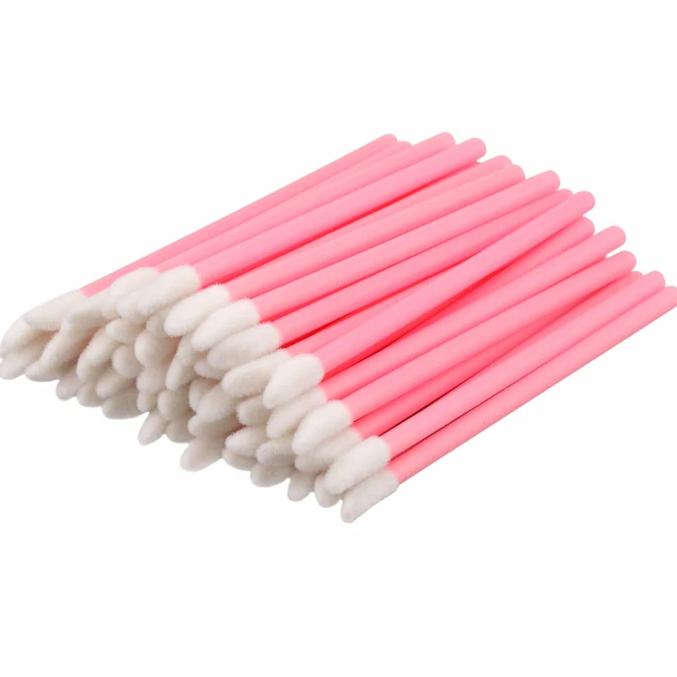 G2PLUS 100PCS Monouso Lip Gloss Pennelli Labbra Microbrush Rosa Lip Brush Applicatore Labbra Lip Gloss Applicatore Makeup Tool