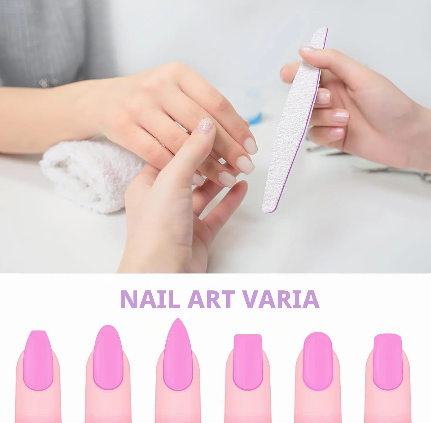 20 lime per unghie, lima per unghie professionale a doppio lato, riutilizzabile 100/180 grit per saloni di manicure, fai da te per nail art