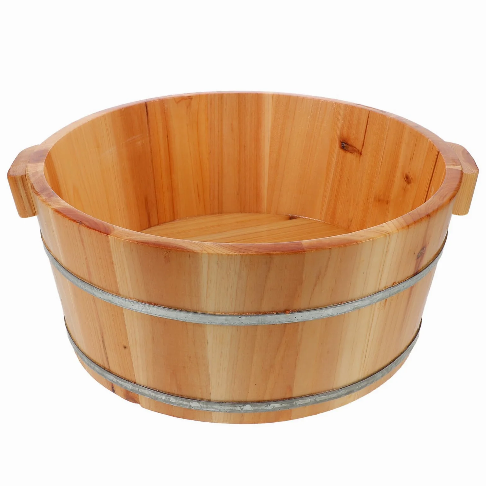 Bacinella in Legno Pediluvio, Vaschetta Piedi Marrone Portatile | Finitura Liscia Artigianale, Maniglie Integrate per Trasporto, Uso Casa e Viaggio