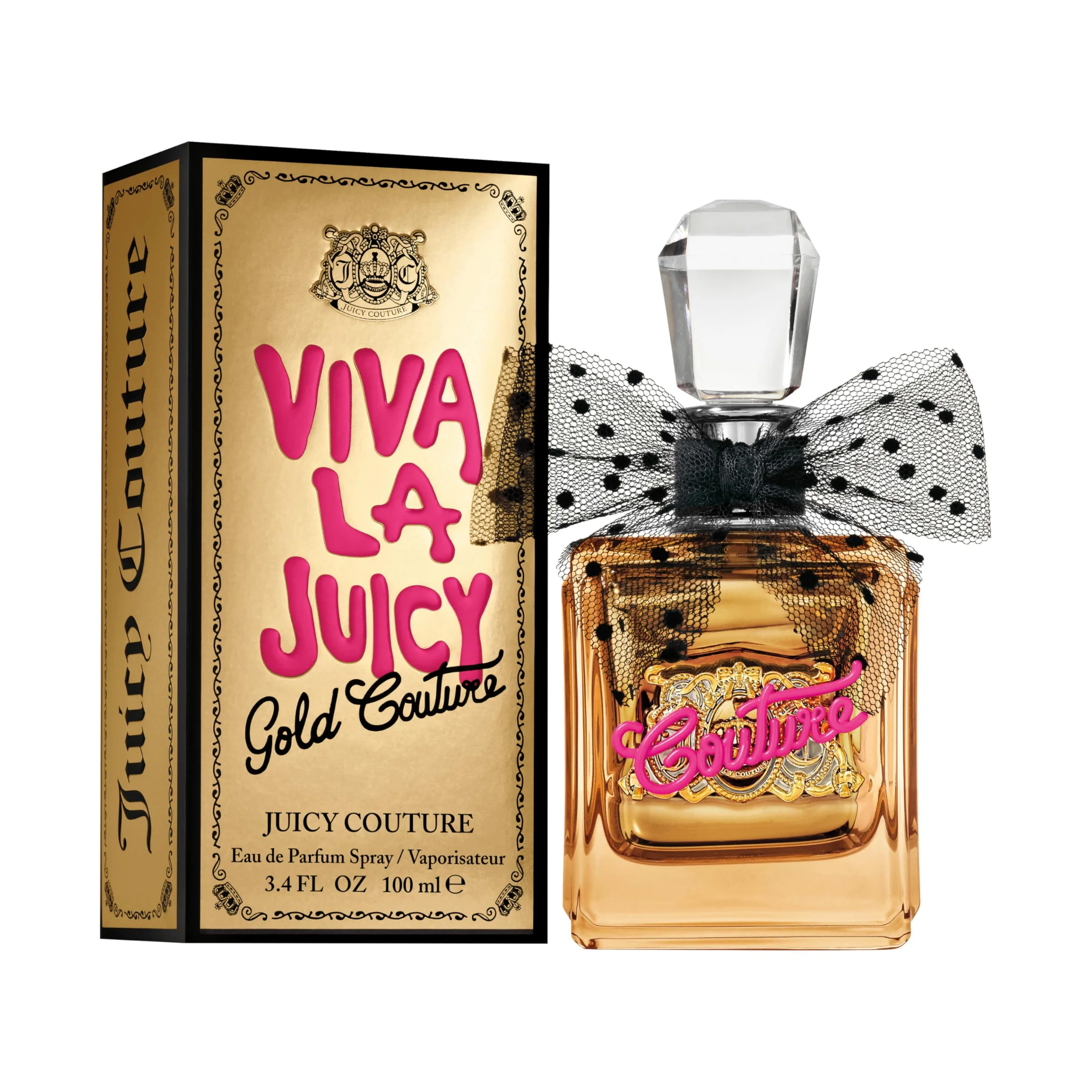 Juicy Couture - Viva La Juicy Gold Couture Eau de Parfum, Fragranza Floreale Fruttata da Donna, Dona Eleganza e Glamour, con Note di Frutti di Bosco, Ambra, Caramello e un Tocco di Vaniglia, 100ml