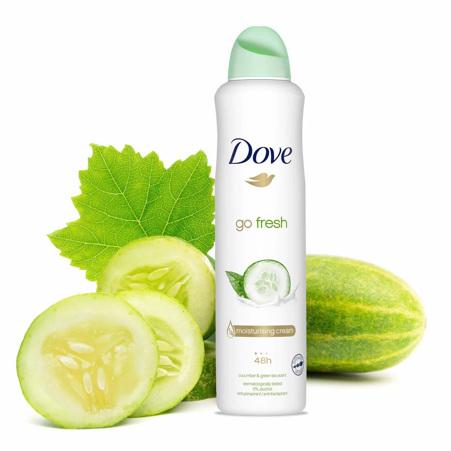 Dove Go Fresh Maxi Cetriolo, Deodorante spray per tè verde, 250 ml, 48 ore