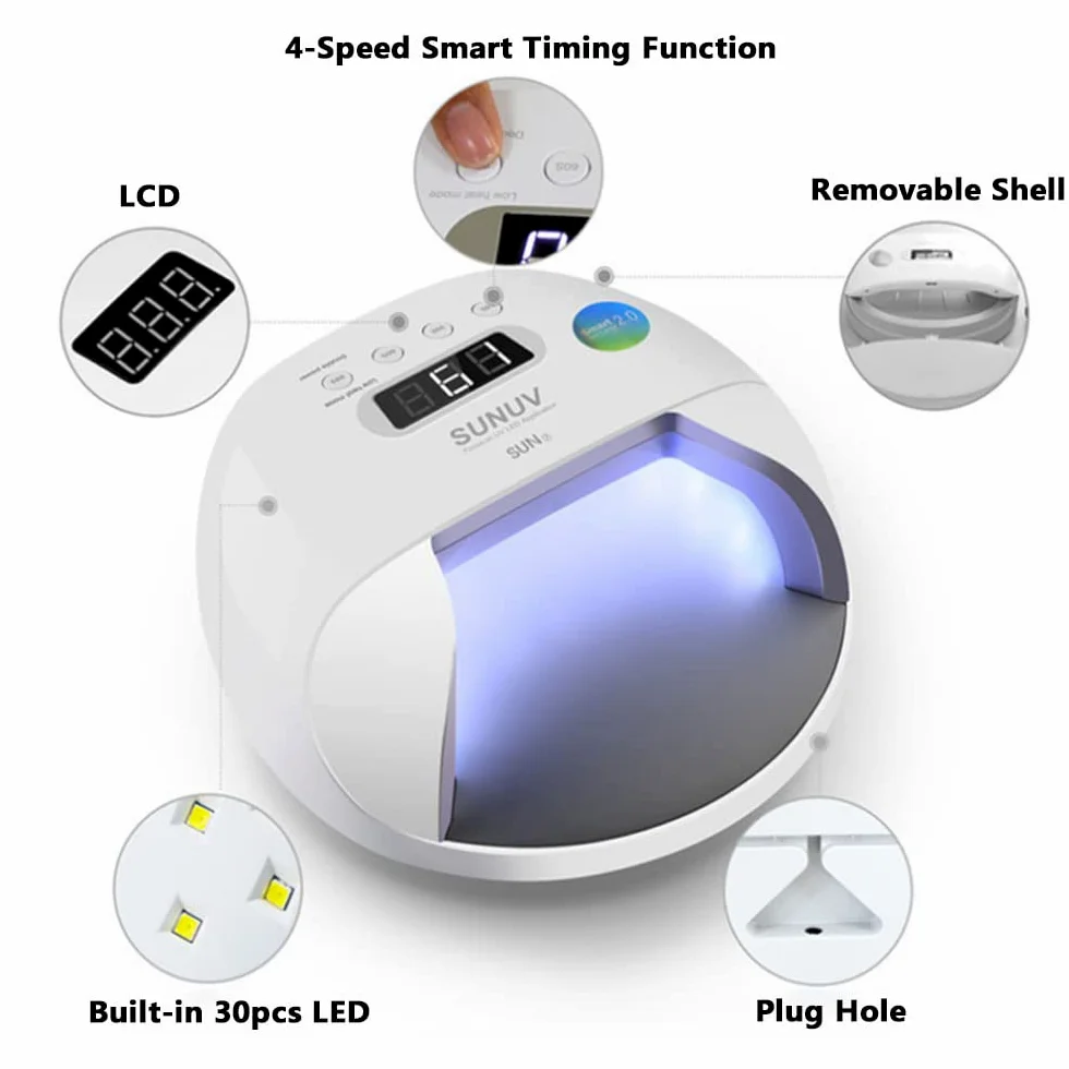 lampade per nail art. Lampada for unghie senza fili da 48 W, asciugacapelli professionale a LED ricaricabile, lampada for polimerizzazione smalto senza fili Strumenti for manicure for nail art, for la