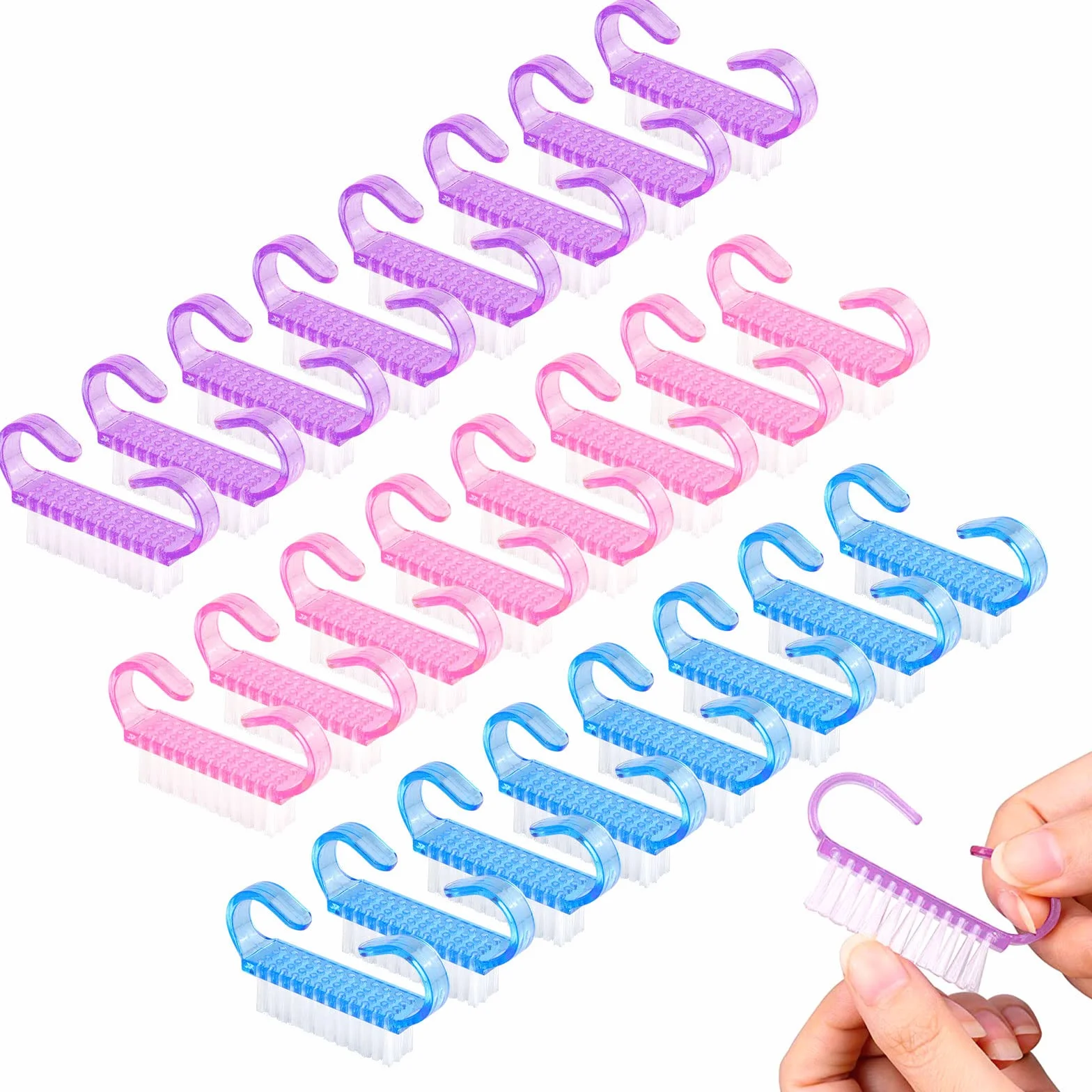 RETON 24 Pacchi Maniglia Grip Pennello per Unghie, Unghia Spazzola per Pulire Spazzola per Dita e Unghie Pulitore, Pennelli per Pedicure per Uomini e Donne