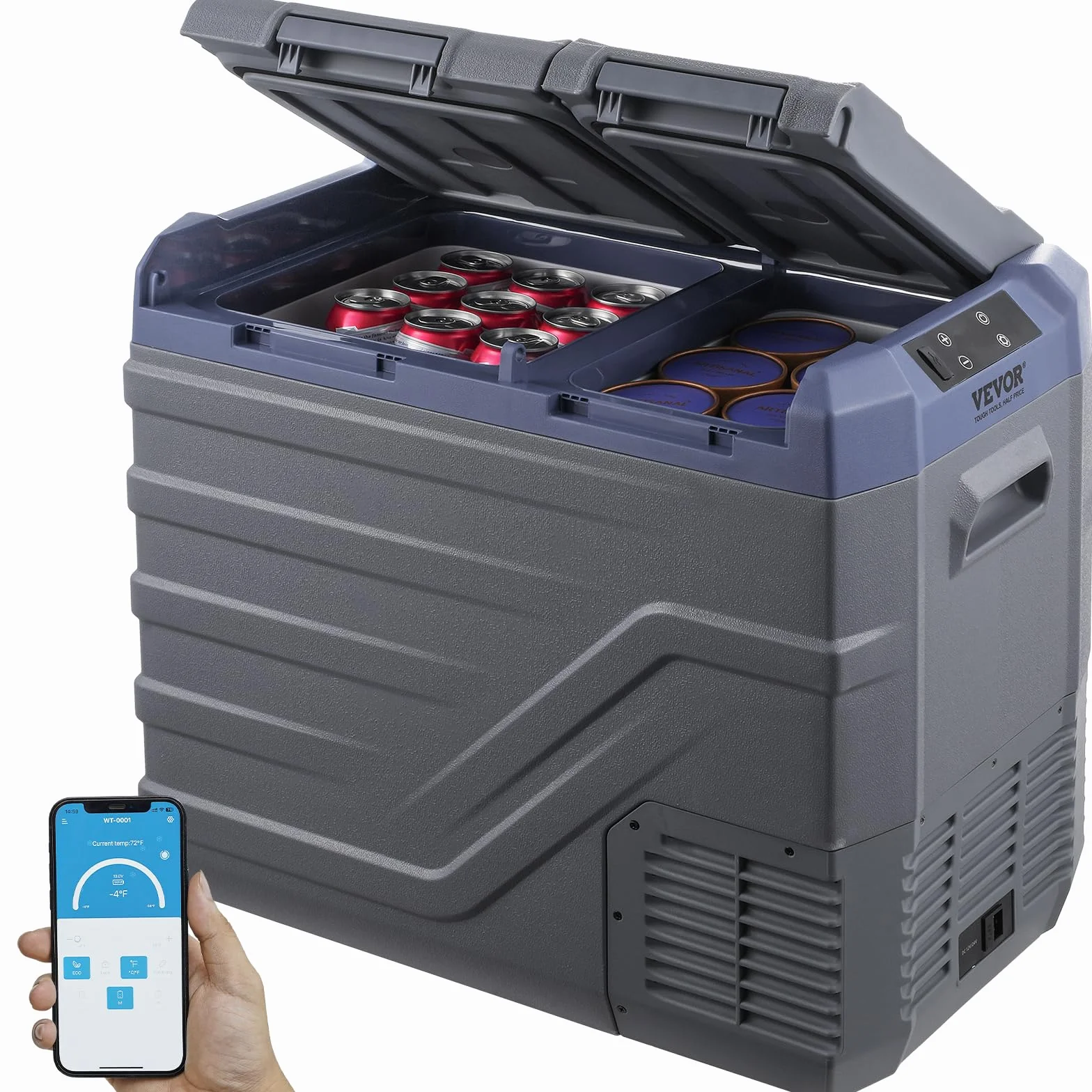 VEVOR Frigorifero per Auto Congelatore Portatile Doppia Zona 40 L 12 Volt -20~20℃ Compressore 12/24V CC 100-240V CA