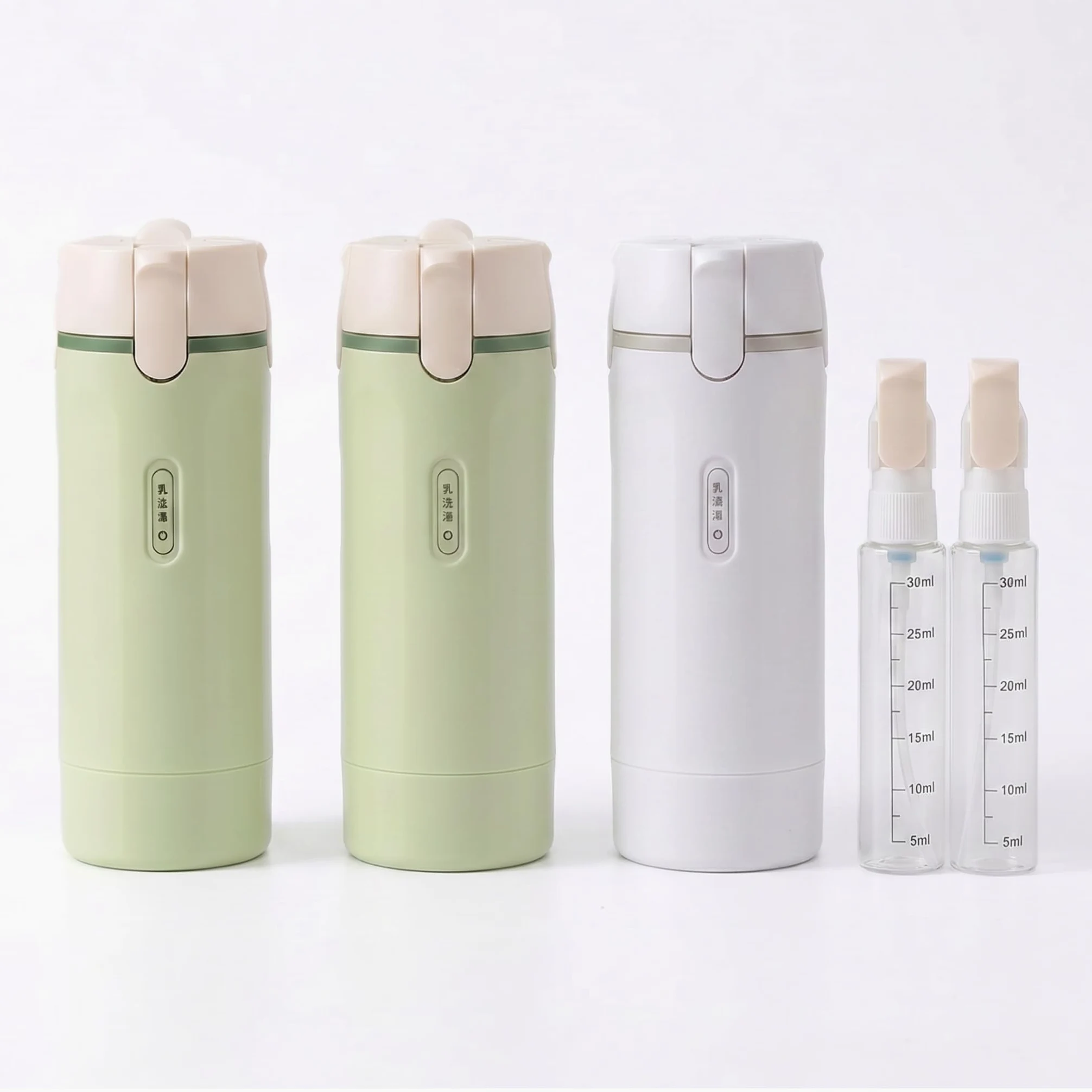 Set di bottiglie da viaggio ricaricabili 4 in 1, dispenser per WC a prova di perdite, 4 flaconi spray da 30 ml, dimensioni da viaggio, per shampoo, lozione per la cura della pelle, approvati in aereo