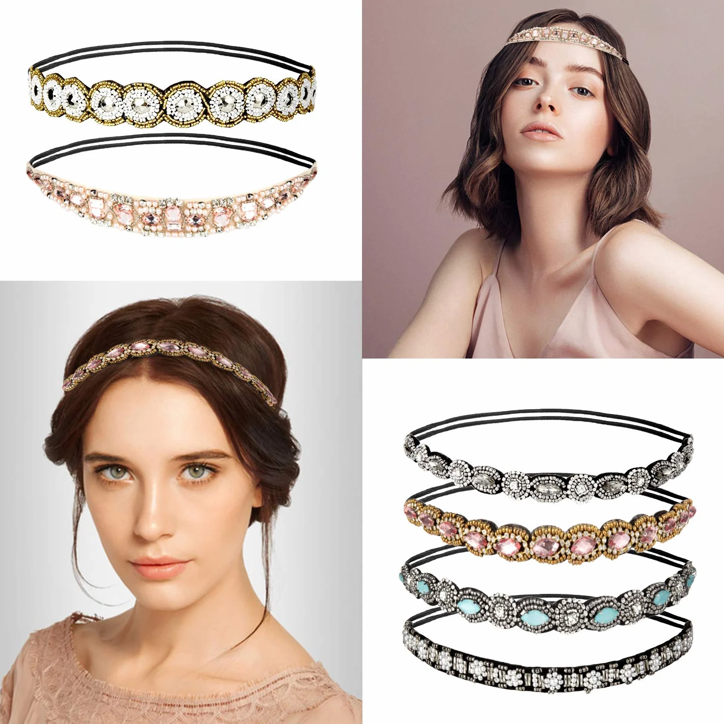 Comius Sharp Fasce Elastiche Capelli Strass 6 Pezzi Bohémien Accessori Donna
