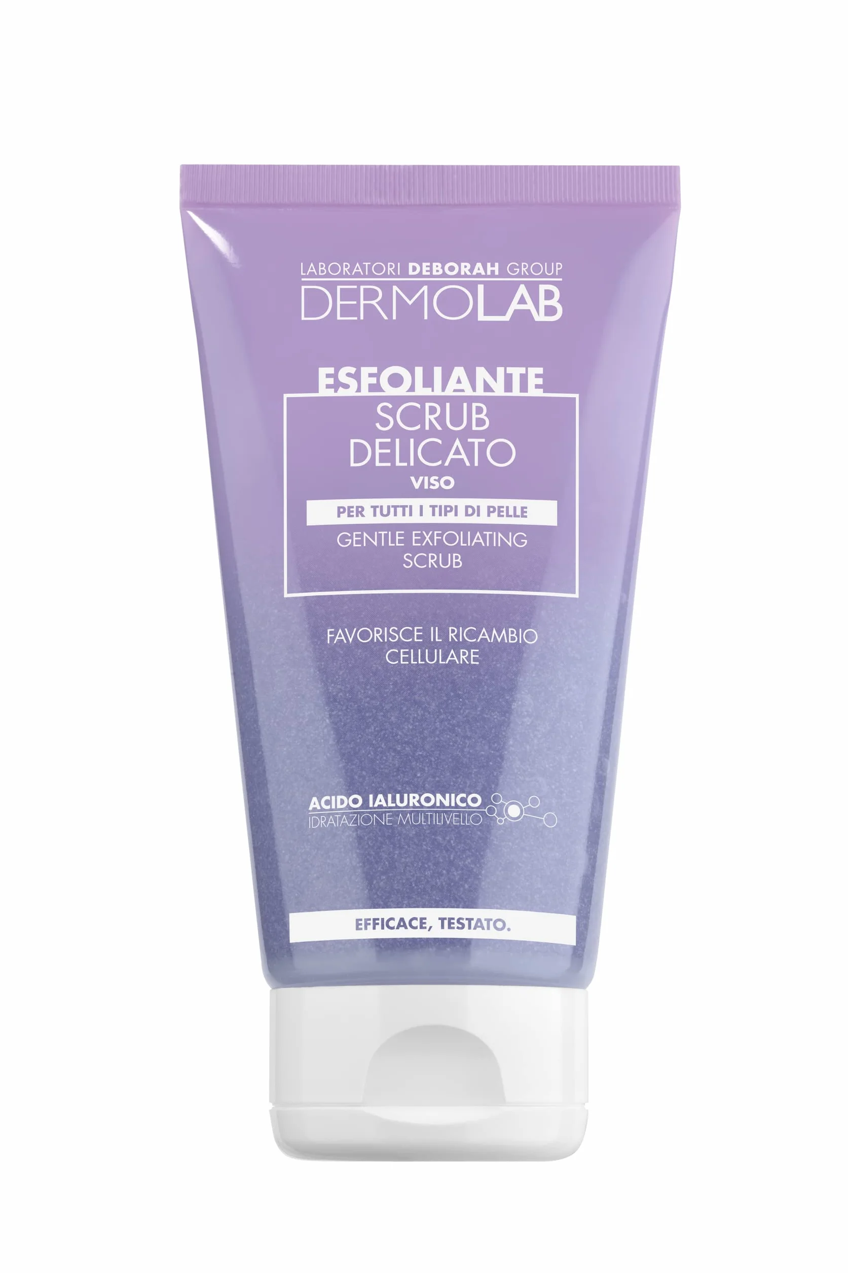 Dermolab - Scrub Viso Donna Delicato Esfoliante per Tutti i Tipi di Pelle, con Pool di Acido Ialuronico, Effetto Idratante e Illuminante, Purifica la Cute, 150 ml
