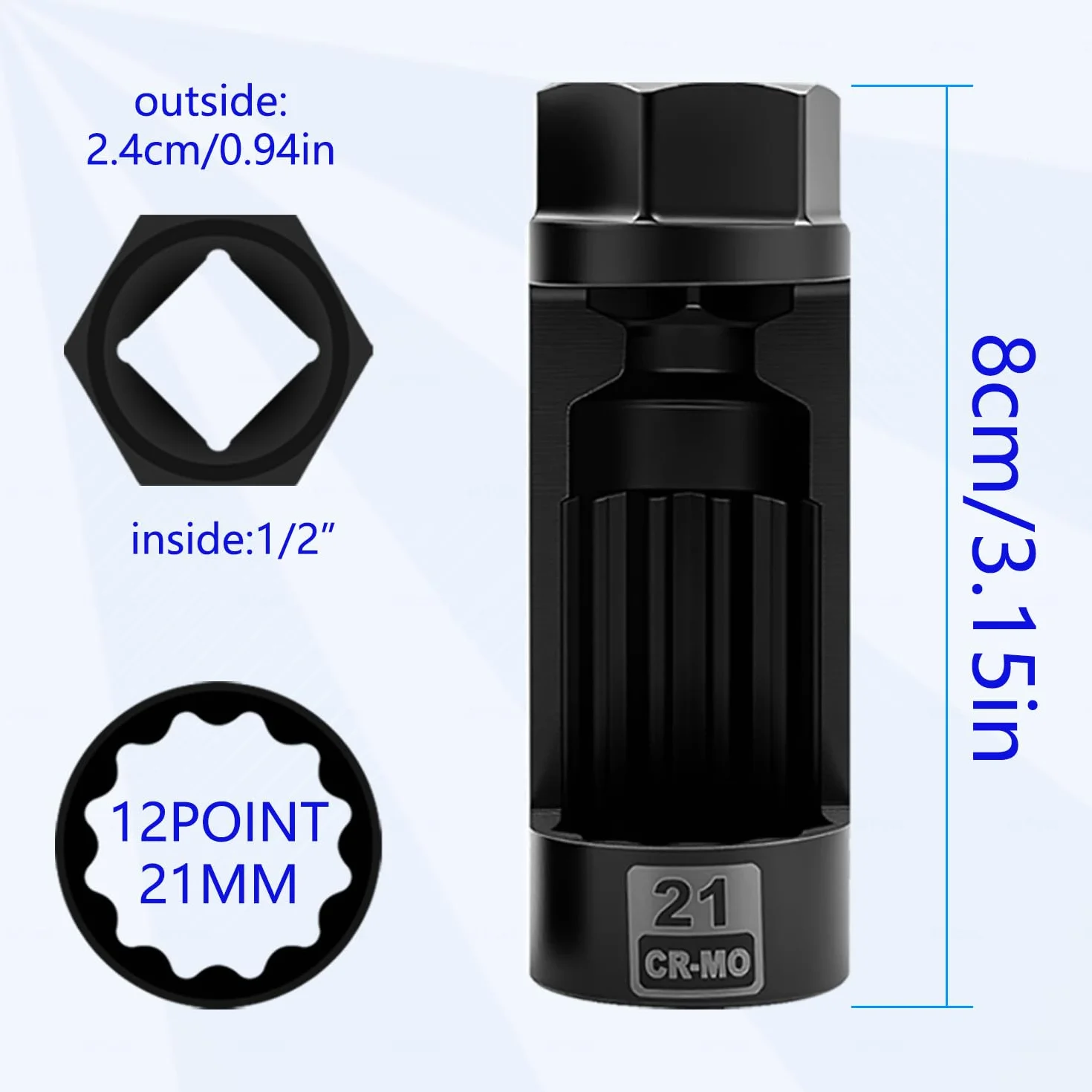 ZKTOOL 21MM Bussole per Dadi Puntone, Set di Rimozione Dado Ammortizzatore