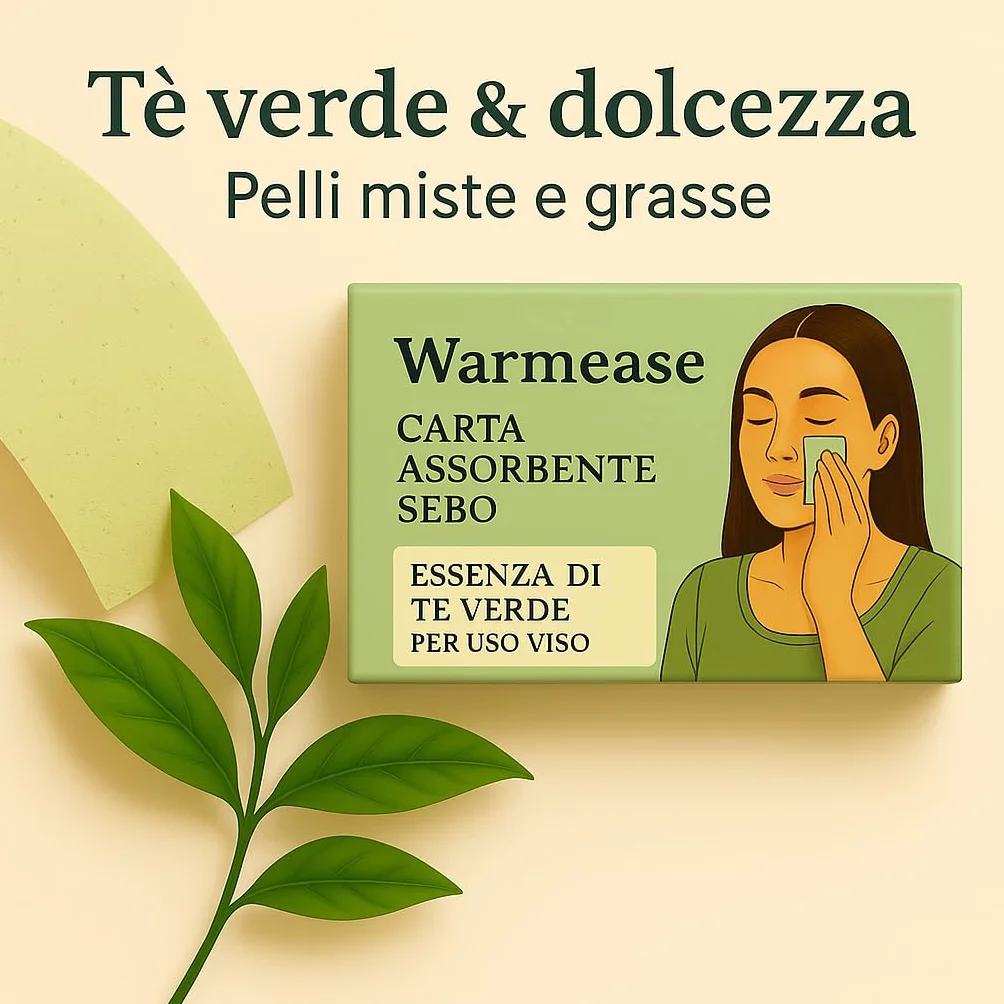 Fogli assorbenti al tè verde, 300 pezzi, anti-lucidità per pelli grasse