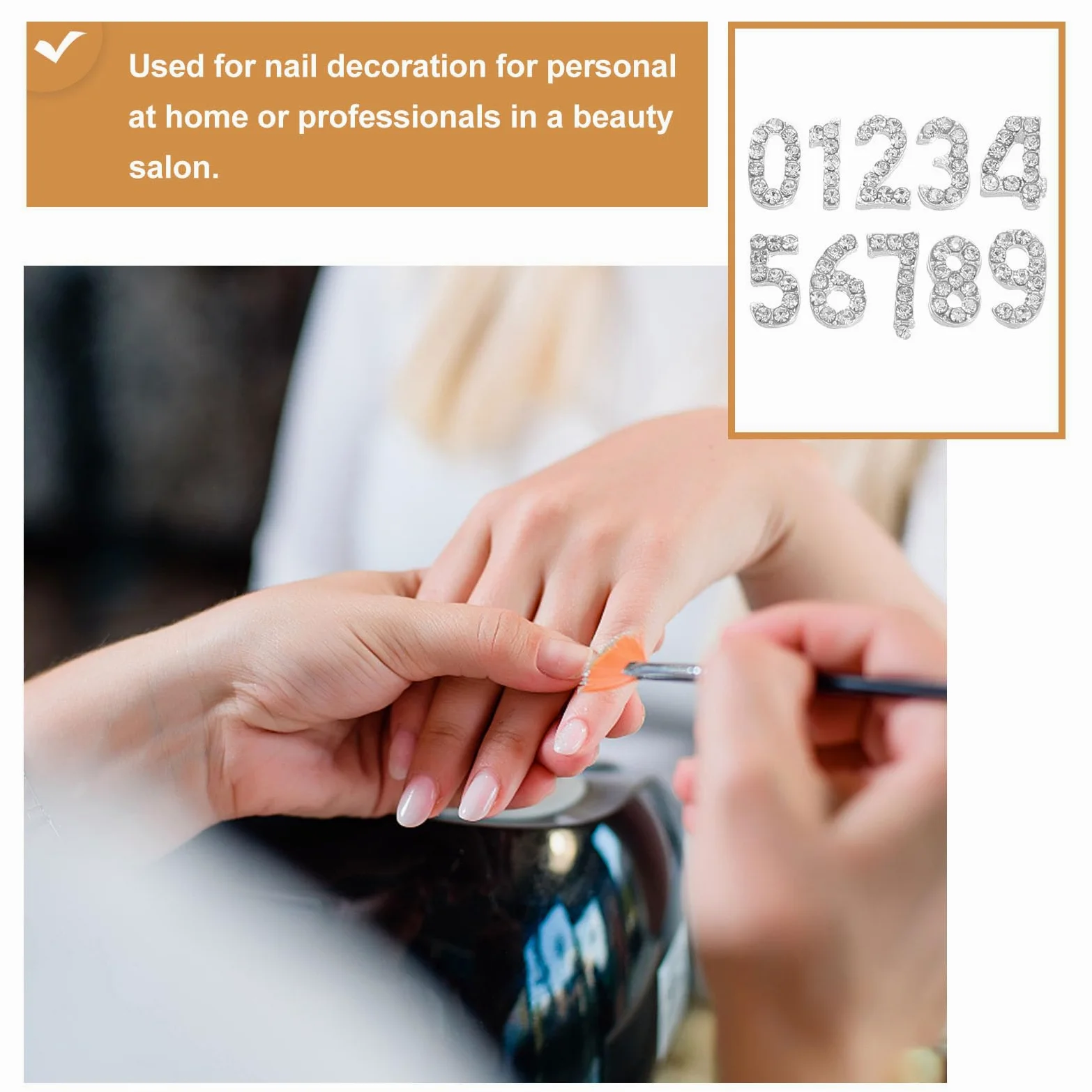 Healvian 100pezzi Ciondoli Numerici per Unghie Strass di Decorazioni per Nail Art Accessori in Retro Piatto Gioielli Numeri per Manicure