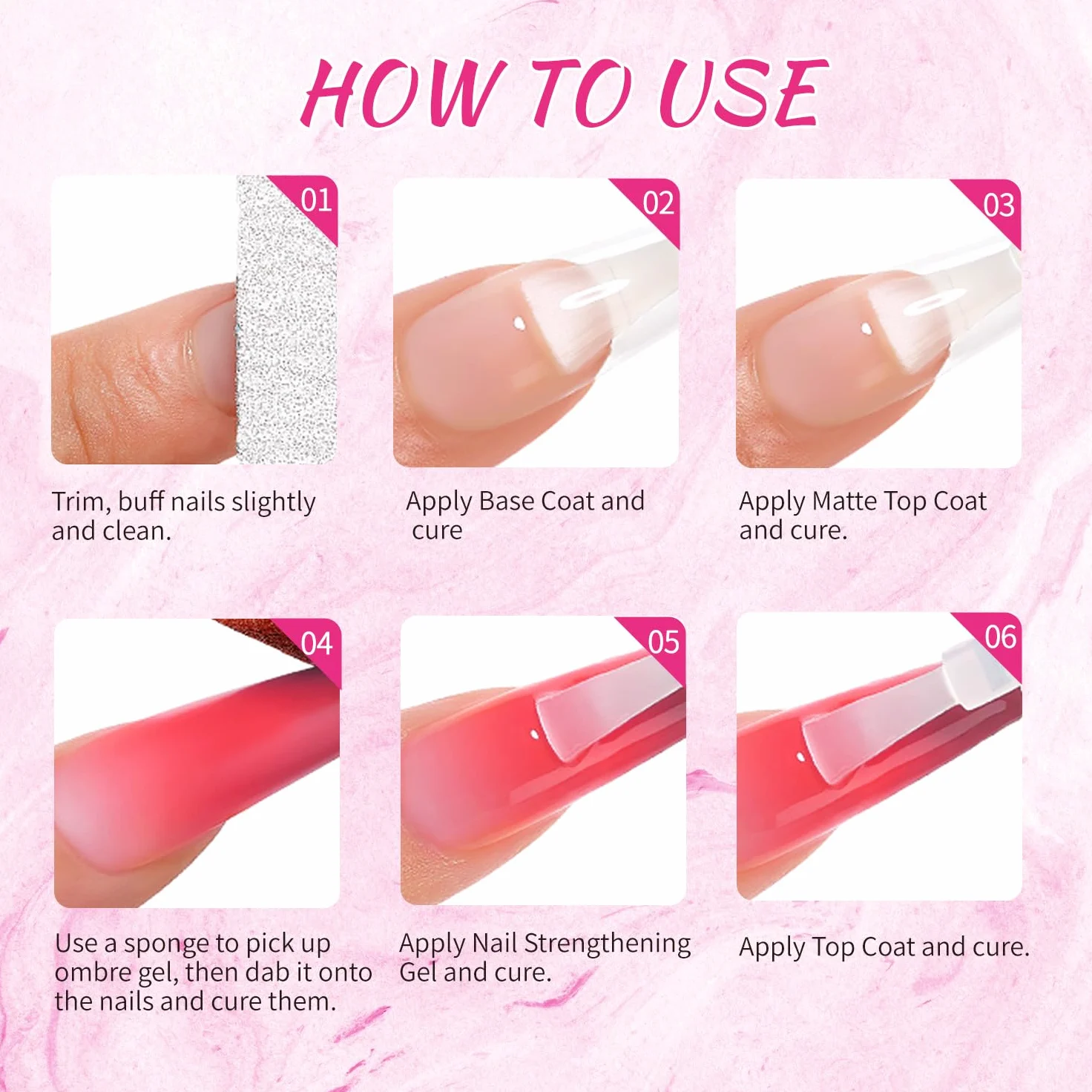 Ombre Gel Nail Polish, 24 colori Ombre Gel adatto per tonalità di smalto per unghie, facile da colorare, effetto duraturo, può realizzare nail art fai da te a casa (24OG-2)