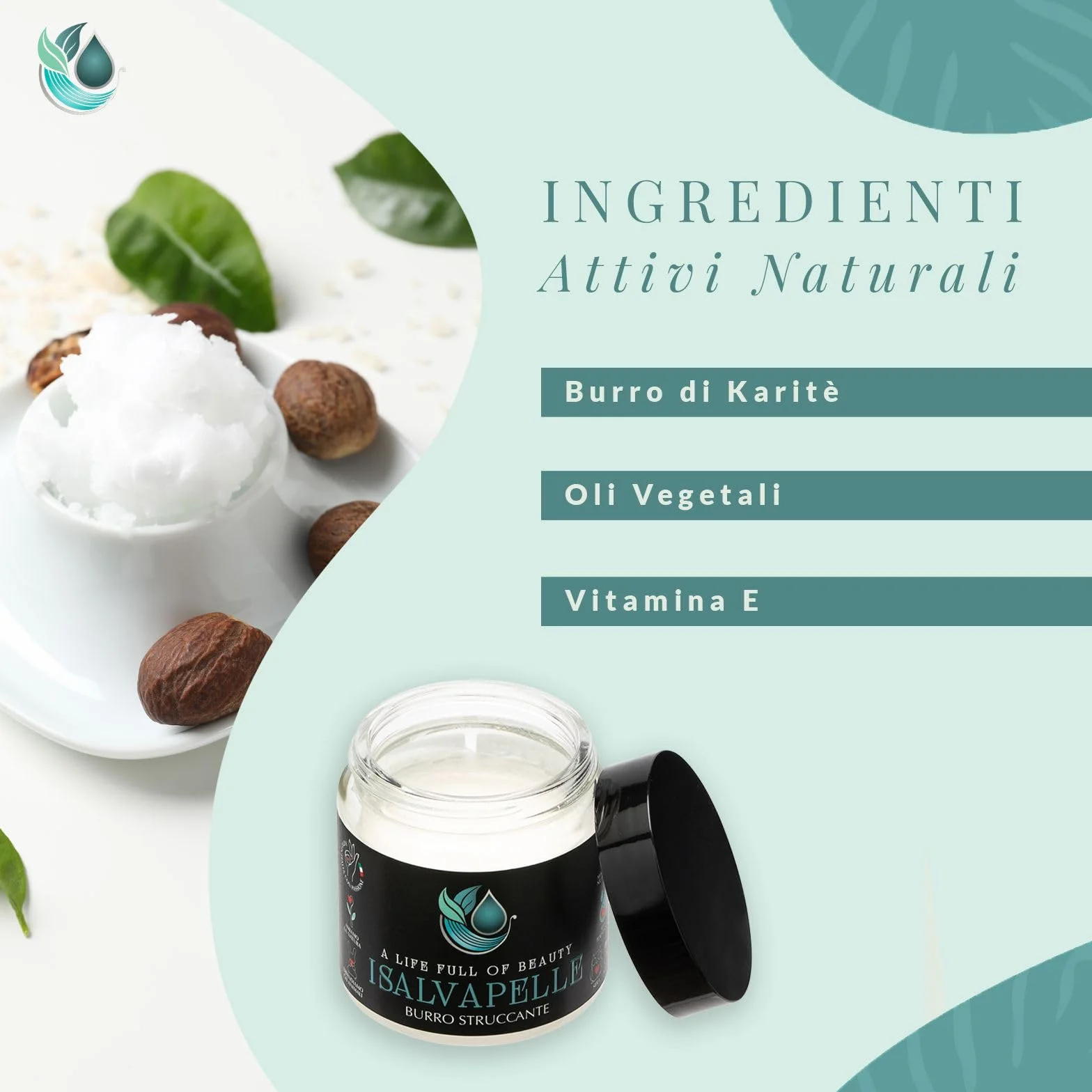 I Salvapelle Burro Struccante Viso e Occhi – Cleansing Balm 80 ml – Detergente Solido per Skincare Naturale Waterproof – Pulizia e Maschera Idratante 2 in 1 con Burro di Karité per Pelle Sensibile