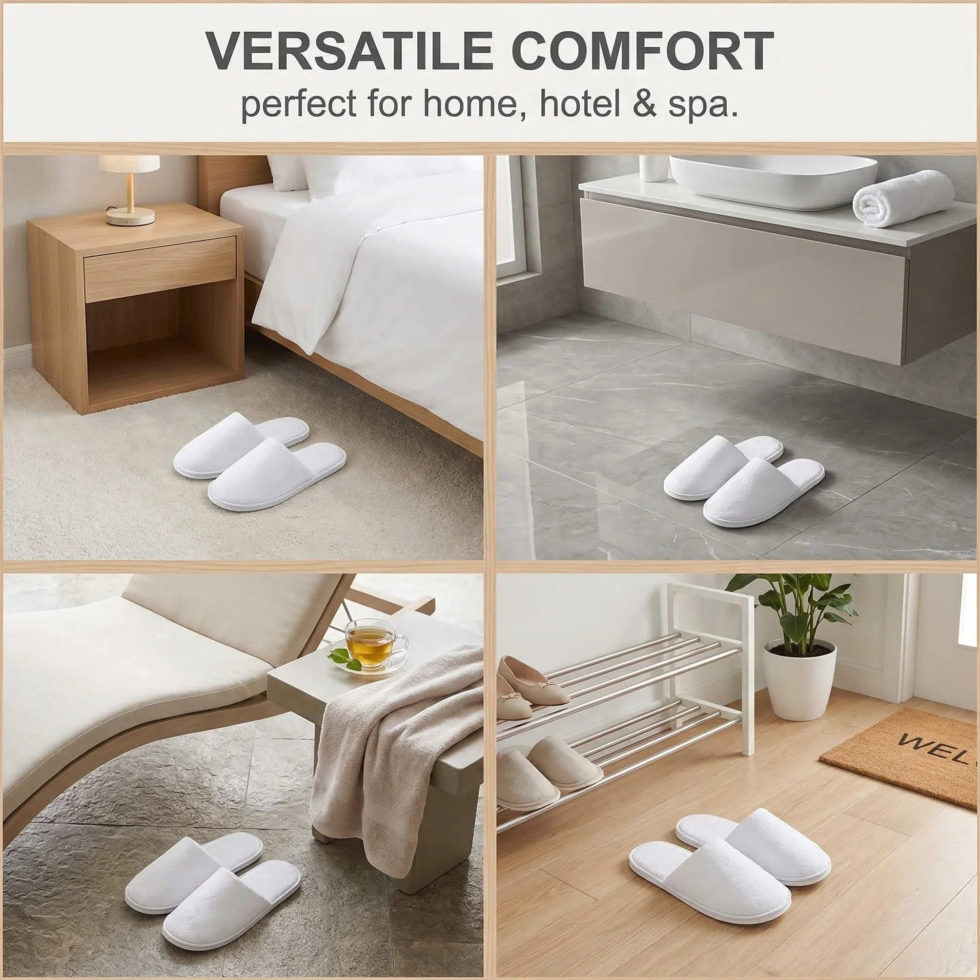 2 Paia Pantofole Monouso per Hotel Comode e Traspiranti per Ospiti SPA Famiglie Unisex (rinforzate)