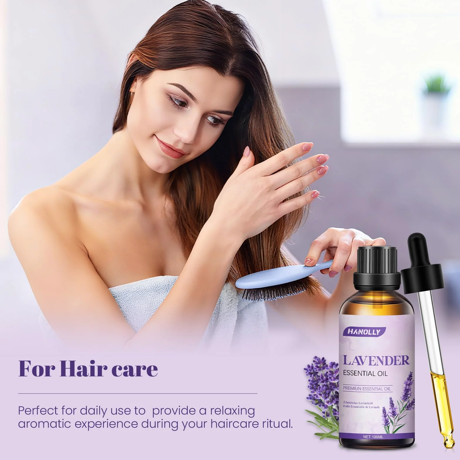 HANOLLY Olio Essenziale Lavanda 100ml per Diffusori Aromaterapia Massaggio Corpo