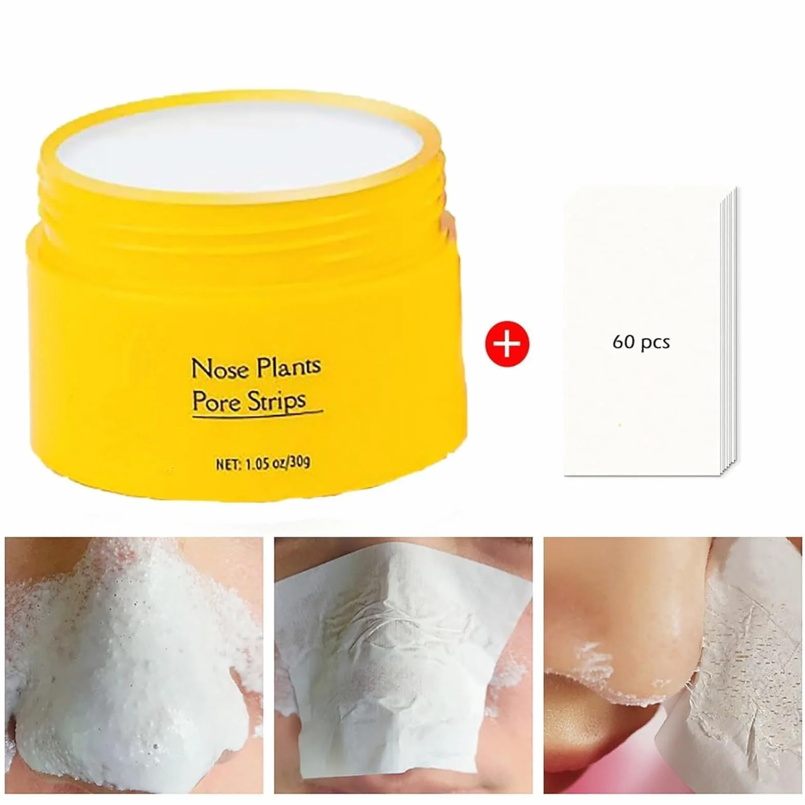 Luelle Pore Strips - Luelle Nose Pore Strips,Luelle Blackhead Remover,Deep Cleansing Pore Strips,Blackhead Mask with 60 PCS Strips,Nose Plants Pore Cleanser Purifying Face Mask for Nose & Face (1Pcs)