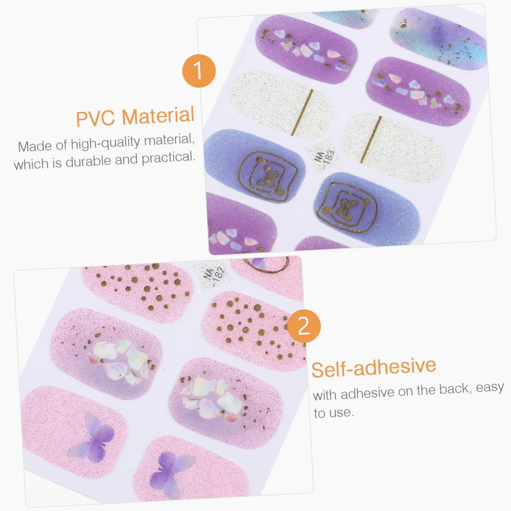 Healeved 5sets Adesivi Per Unghie Design Decorazioni Per Unghie Facili Applicare e Resistenti All Per Manicure Te