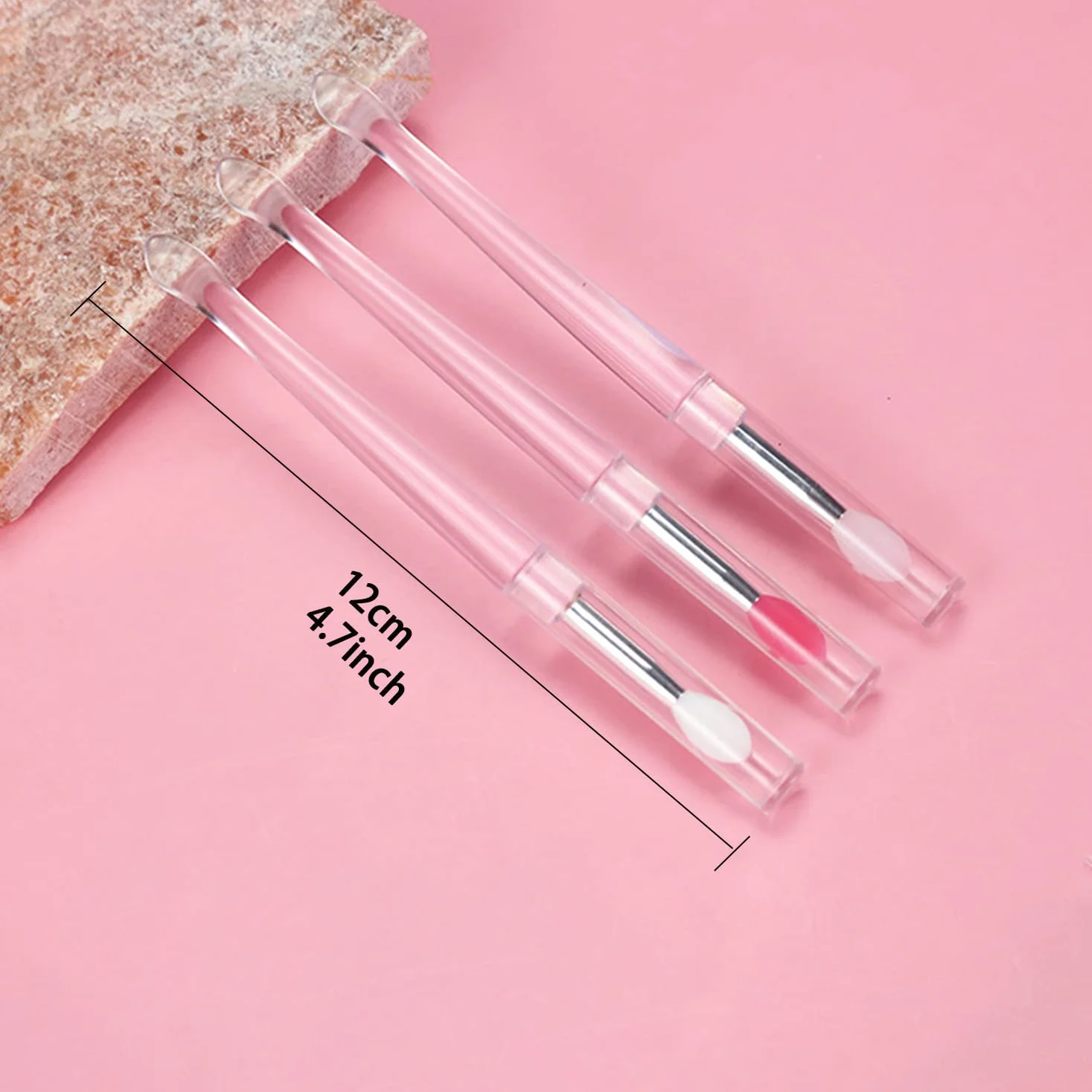Mini spazzola per labbra con cappuccio, applicatore portatile in silicone riutilizzabile per rossetto, bacchette per lucidalabbra