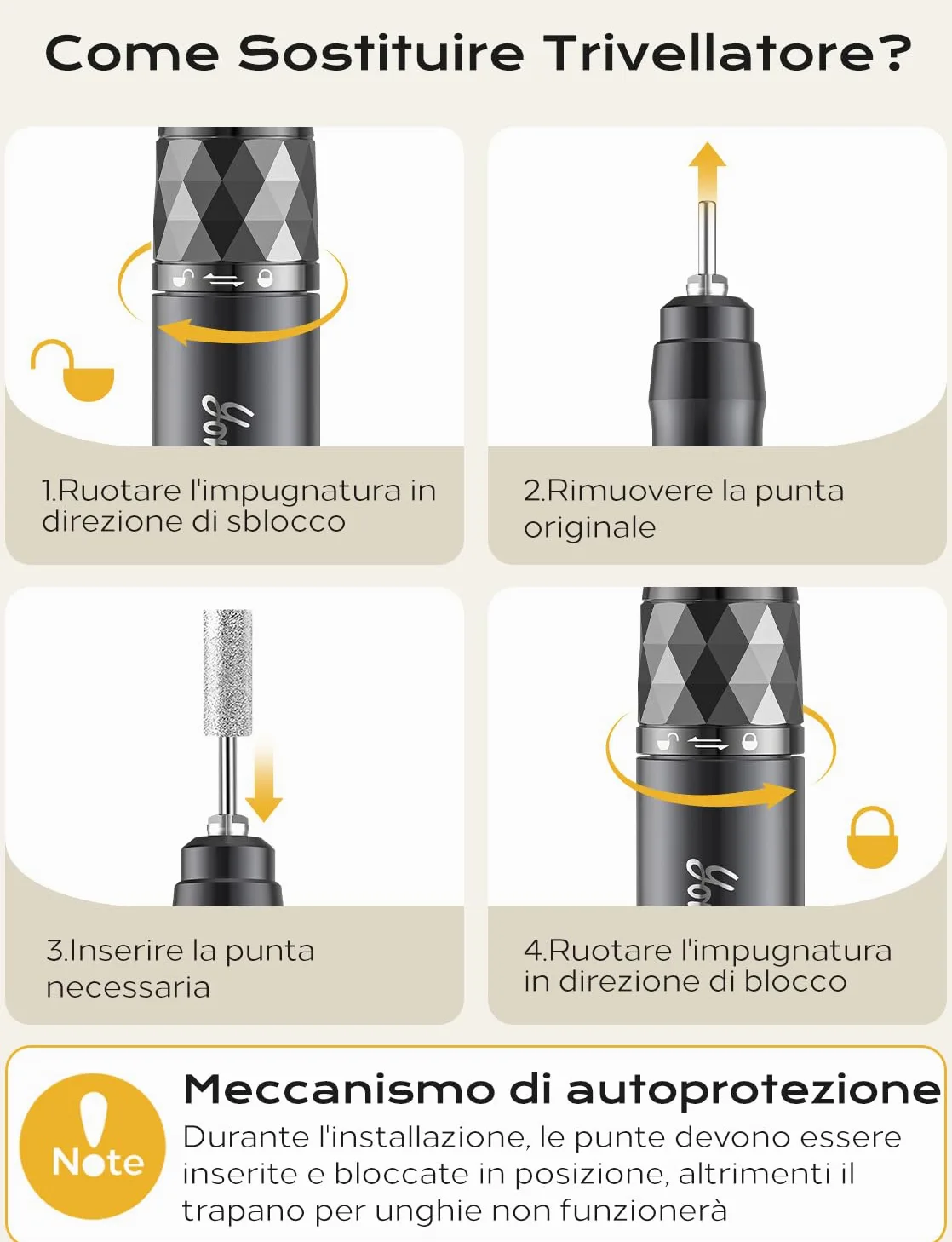 Fresa per Unghie Professionale Ricaricabile Portatile 35000 RPM Schermo LCD lima elettrica per unghie con 12 Testine Iucidanti Velocità Regolabile Manicure Setper Casa e Salone