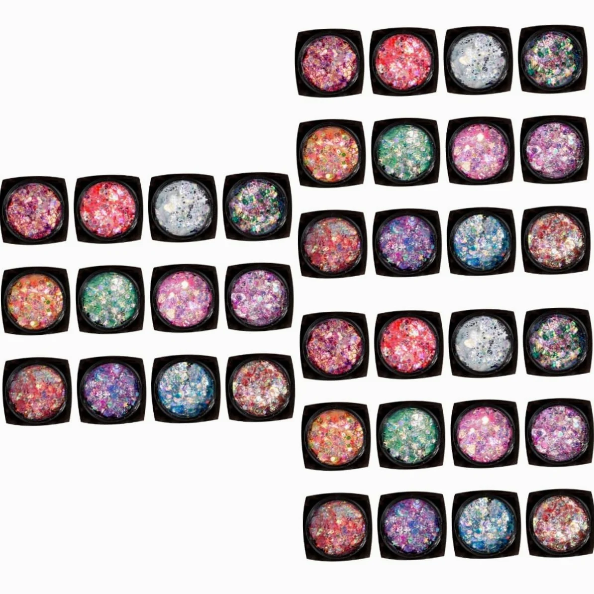DOITOOL Set Da 3 Pezzi Per Il Trucco Con Paillettes 12 Colori Gel Per Il Corpo Con Paillettes Gel Per Il Viso Unghie Glitter Illuminante Per Feste Uso Quotidiano