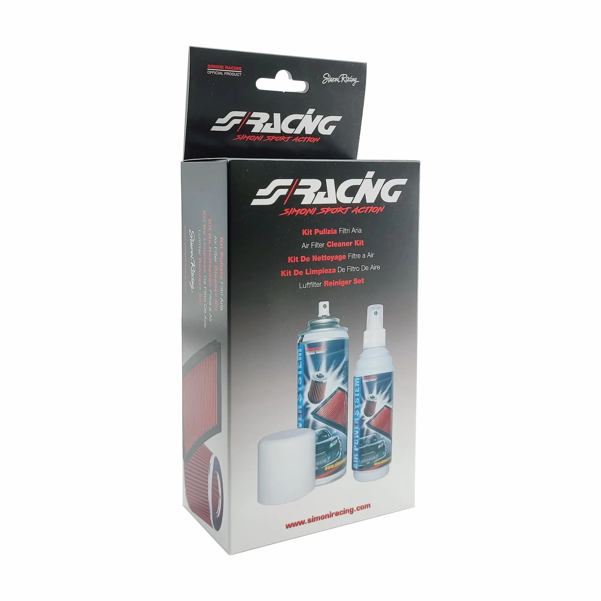 Simoni Racing Kit Pulizia Filtri Aria 200ml Olio + 200ml Detergente per Auto Moto