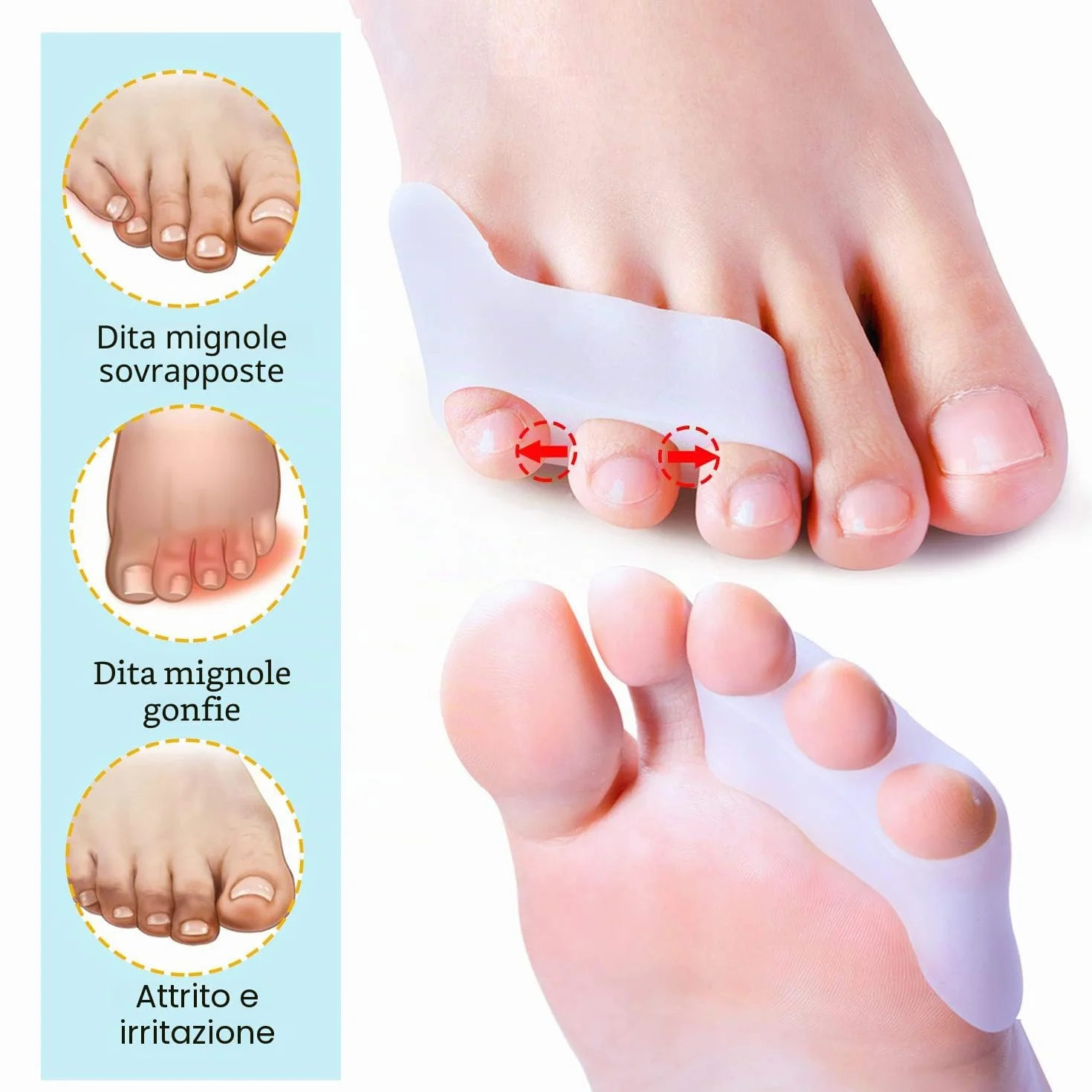 Separatore per il mignolo a gel, cuscinetti per alluce valgo – 5 paia