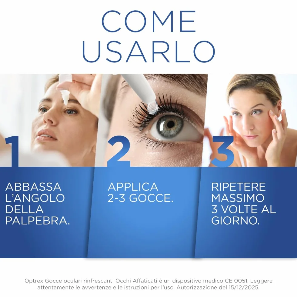 Optrex, Gocce Oculari Rinfrescanti, per alleviare l'affaticamento e il rossore degli occhi, 10ml