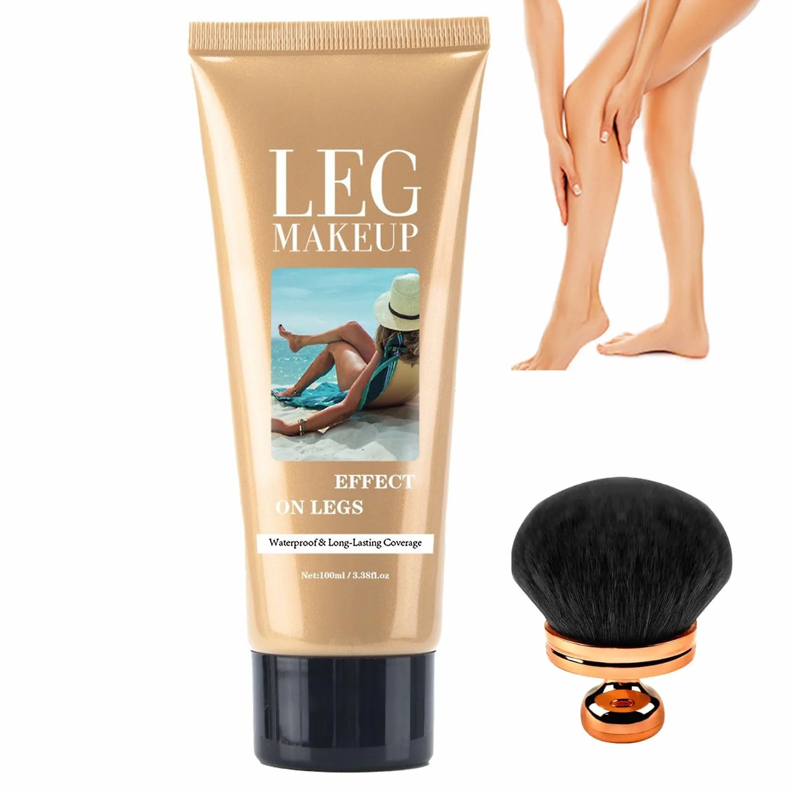 Trucco impermeabile per le gambe senza trasferimento, pennello per il corpo extra grande, copertura per vene varicose/cicatrici, Skin Perfecting Body Foundation