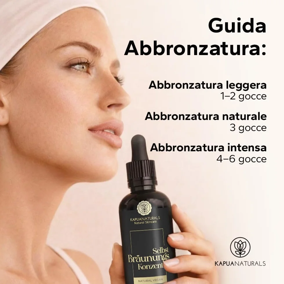 Tanning Drops • Gocce autoabbronzanti viso • 30ml sistema TAN&CARE per un colorito uniforme e naturale • gocce miscelabili • con la tua crema • pH calibrato • booster peptidico • Prodotto in Germania
