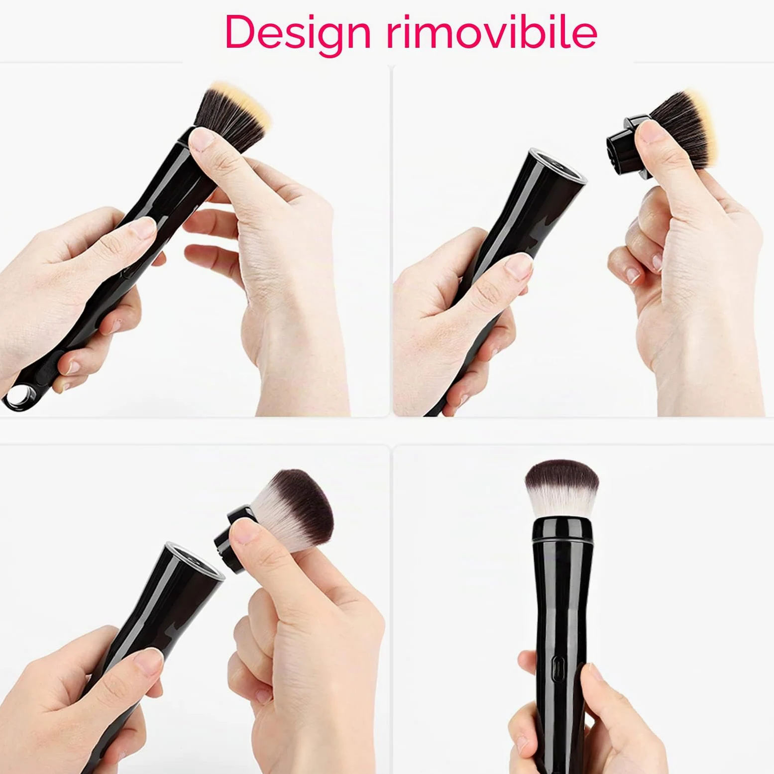 Pennello Elettrico per Trucco Pennello per Trucco Rotante Automatico con Testine per Fondotinta e Fard per Trucco a Base di Crema Liquida in Polvere per Tutti i Tipi di Pelle