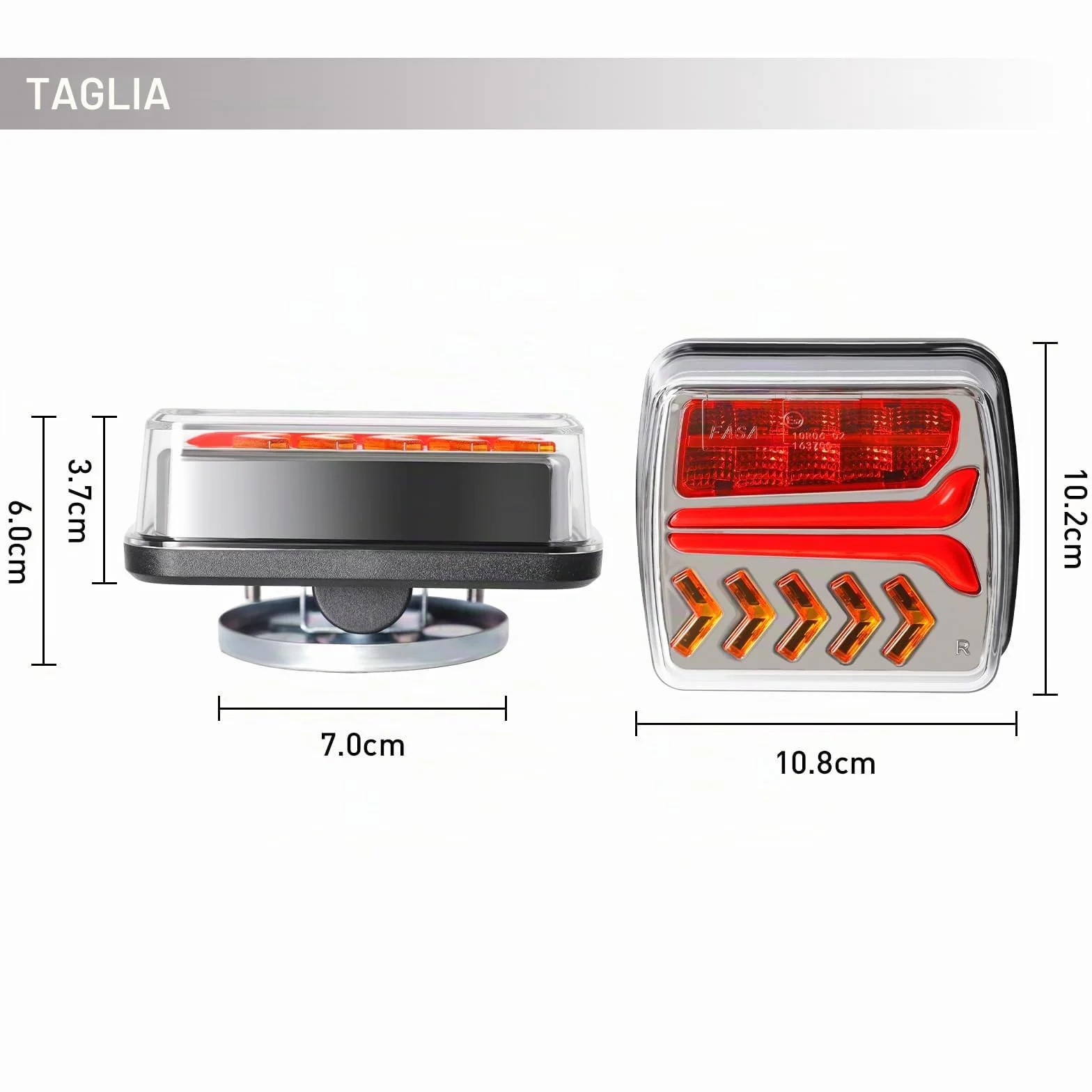 Luci posteriori per rimorchio senza fili a LED magnetiche 12V ECE con spina a 7 pin per camion