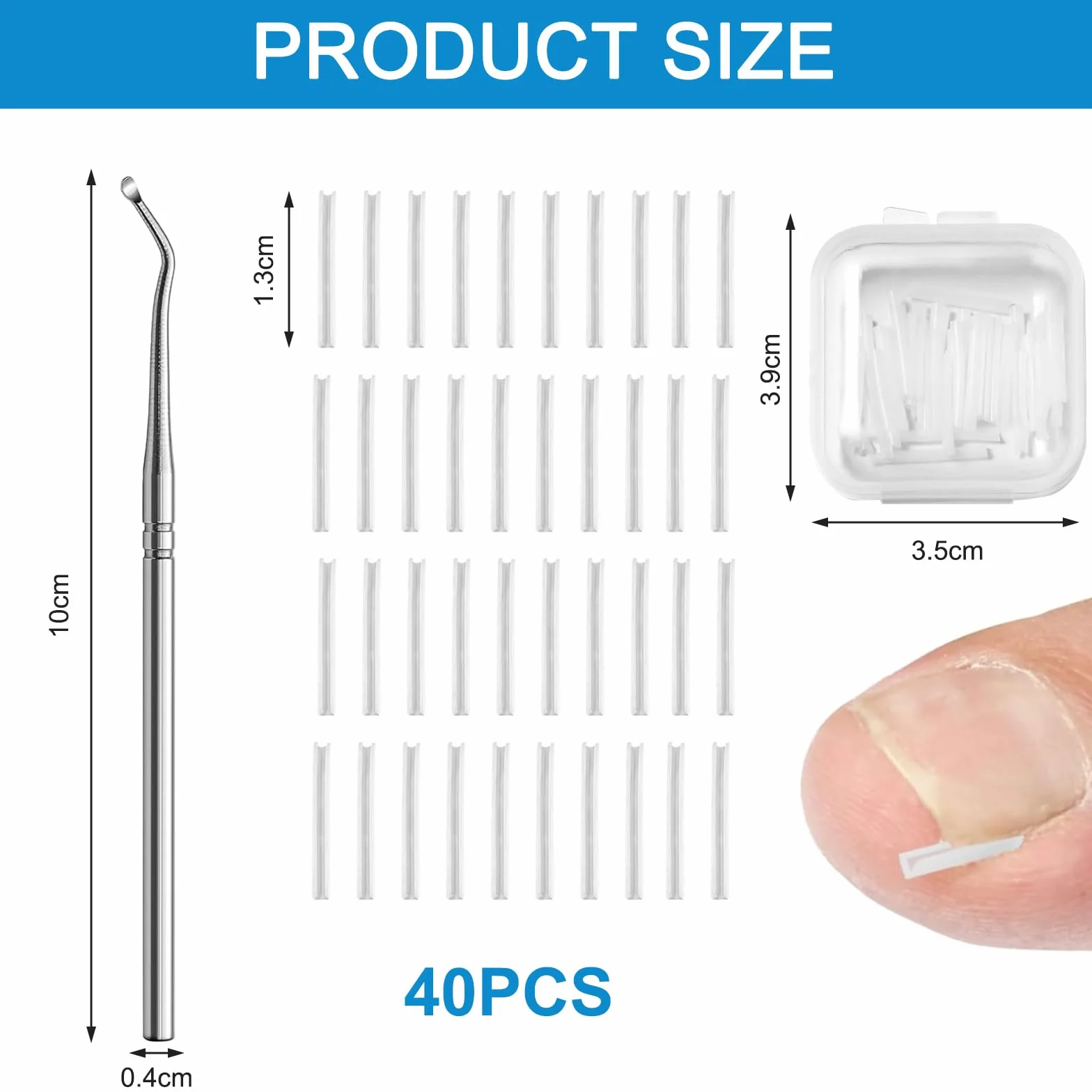 40 Pcs Unghie Incarnite Piedi Strisce Correttore Per Unghie Incarnite Unghie Piedi Incarnite Unghie Incarnite Piedi Unghie Incarnite Piedi Attrezzi Per Pedicure Con Sollevatore Per Unghie Incarnite
