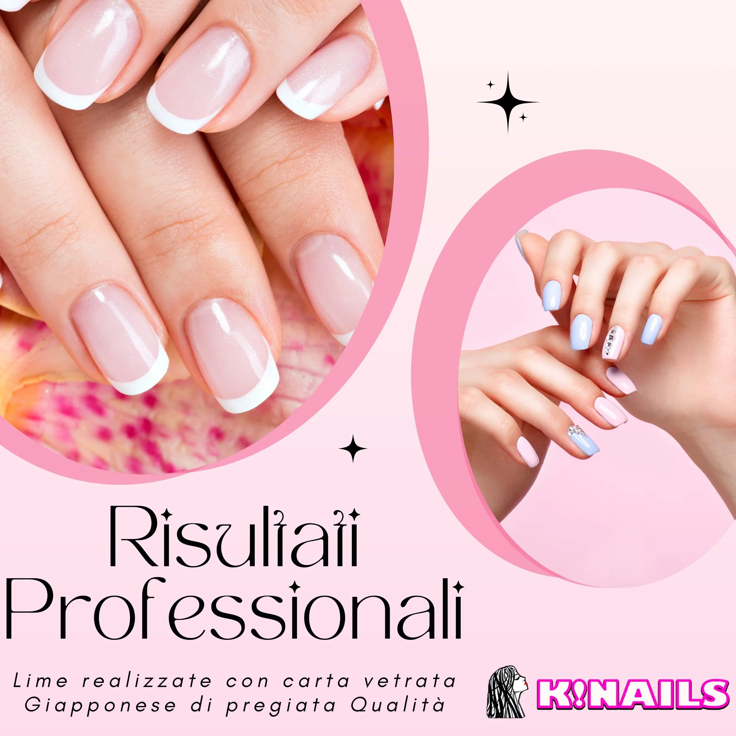 K!NAILS Lime per Unghie 100 180 - Lime Professionali con Carta Abrasiva Giapponese Lavabili e Incartate Singolarmente - 10 Lima Unghie per Rimozione Gel Semipermanente e Ricostruzione Unghie