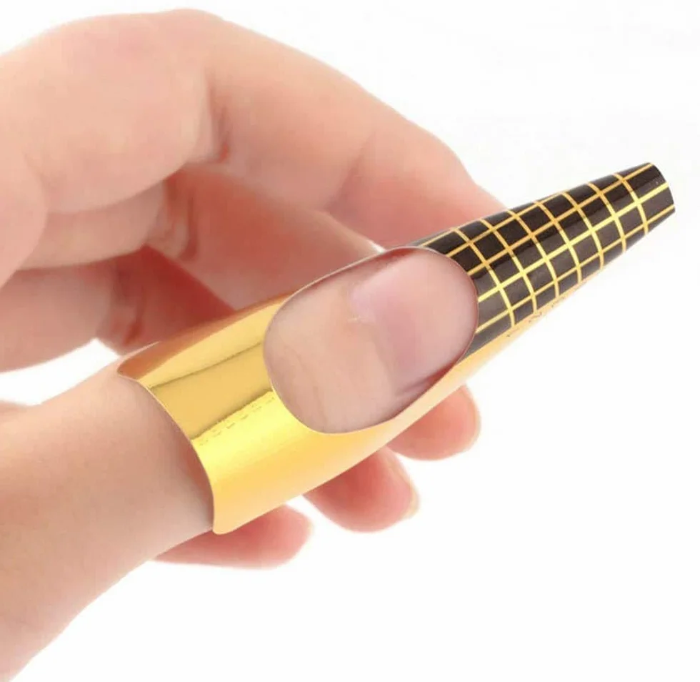 1 rotolo (500 pezzi) stencil per unghie - stencil per unghie autoadesivi stencil per unghie - stencil per modellare modellazione per nail art unghie in gel estensione per unghie artificiali (oro)