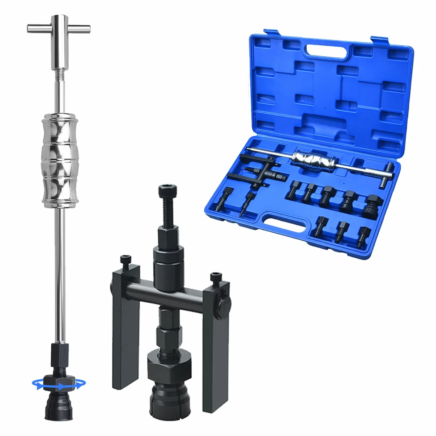 Kit 12 Pezzi estrattore Cuscinetti Interni 8-32 mm con estrattore a 2 Ganasce Foro cieco e Martello Scorrevole, per Bicicletta e Moto