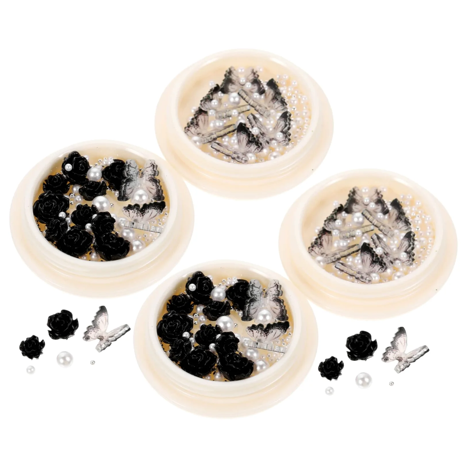 SHERCHPRY 5 Set Shinestone Di Nera Strass Ciondoli Per Unghie Decorazioni Unghie Shinestones Di Nail Art Gemme E Gioielli Incantesimi Unghie Di Rinestone Di Fiori Resina 4 Scatole*5