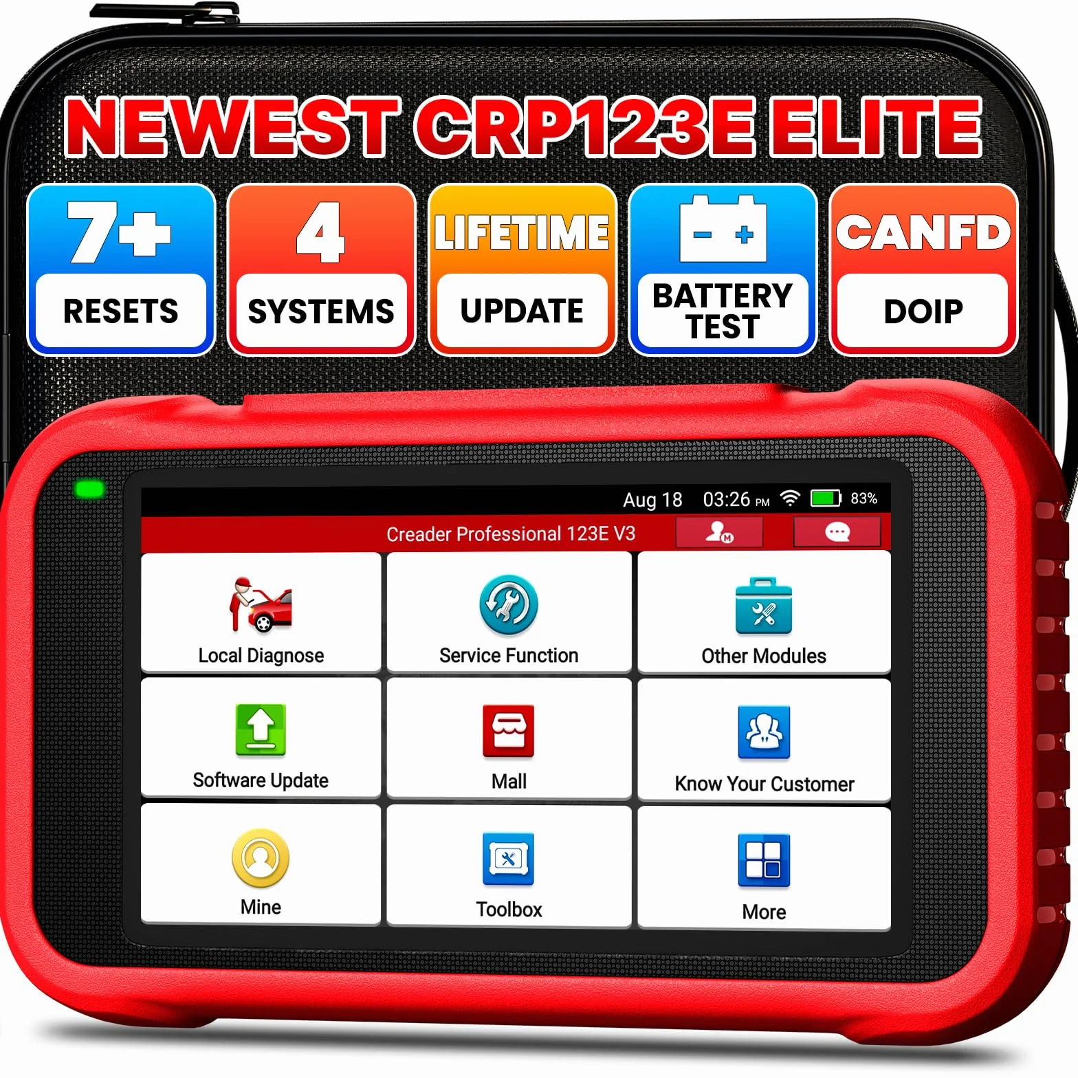 LAUNCH CRP123E V3.0 OBD2 Diagnosi Auto Italiano con 4 Sistemi ABS SRS Motore Trasmissione, 7 Reset EPB Dpf ABS BMS Olio SAS Acceleratore, Diagnostica Auto Professionale CANFD DOIP Aggiornamenti WiFi