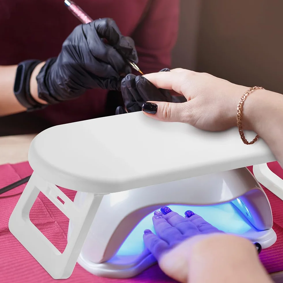HOTUT Cuscino per Manicure, Cuscino per Unghie Poggiabraccia per Unghie Impermeabile Resistente, Poggiamano per Unghie Pieghevole in Pelle Cuscino per Piedi Antiscivolo per Salone di Nail Art