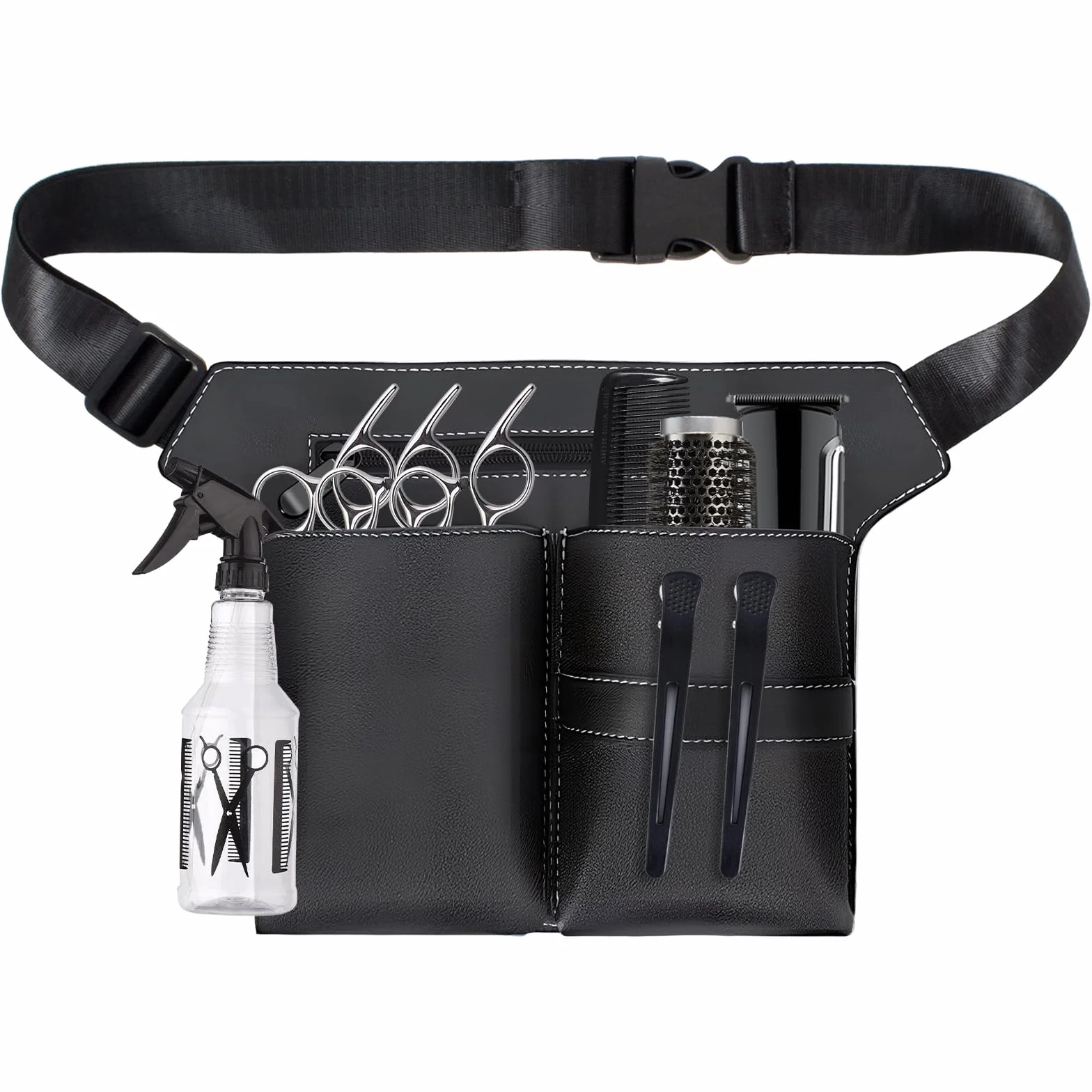 Borsa per forbici da parrucchiere, in pelle PU, marsupio con cintura, forbici professionali e fondina per pettine, borsa porta attrezzi da parrucchiere, per saloni, spa e parrucchieri