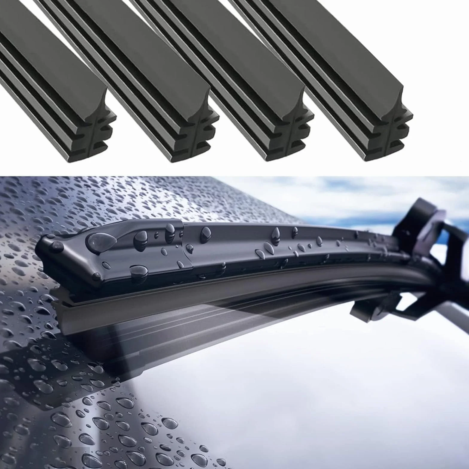 Gomma tergicristallo universale 700 mm 4 pezzi ricambio auto