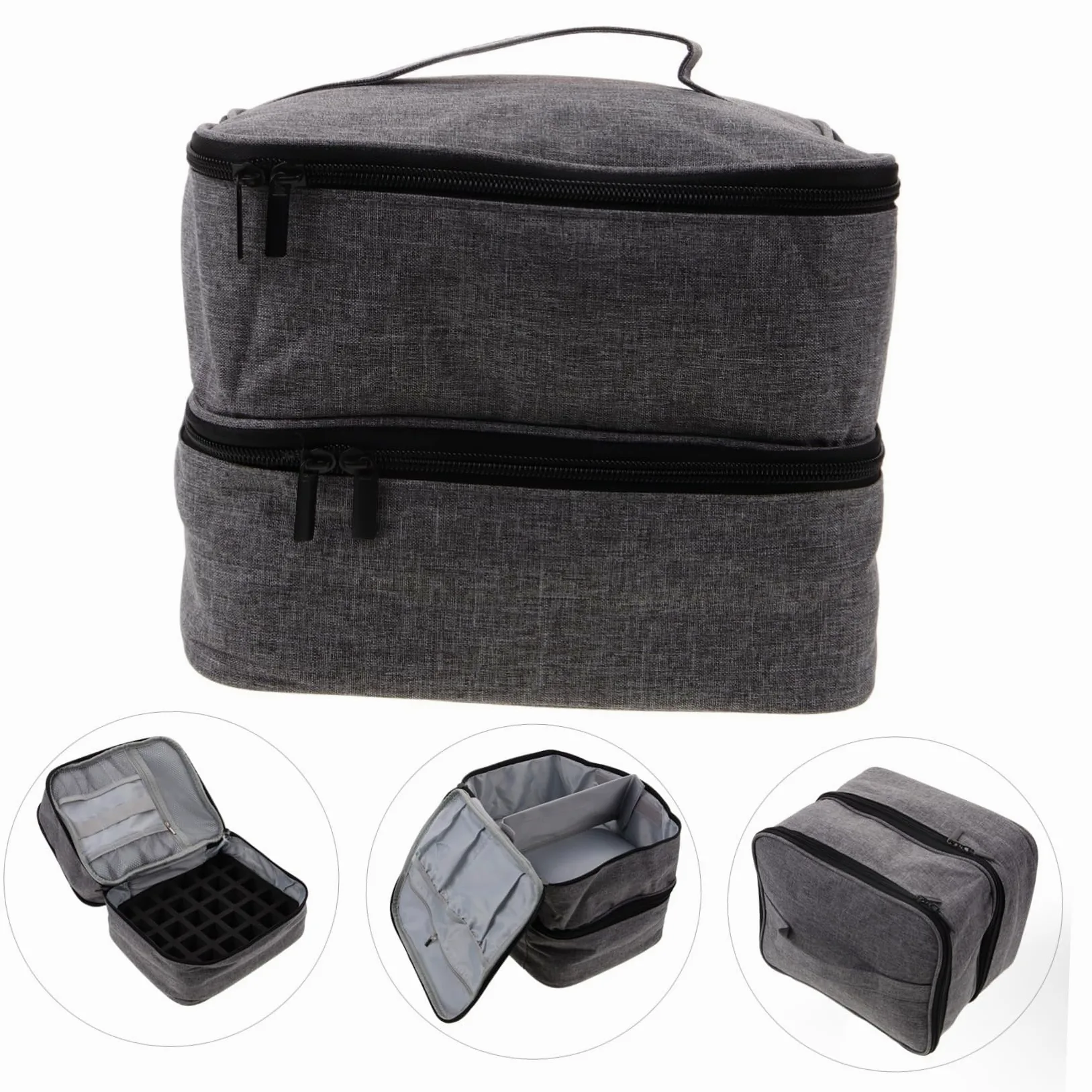 Ipetboom Borsa Organizer per Smalti e Boccette di Olio Essenziale, Doppio Strato, Grande Capienza, per Viaggio e Trucchi