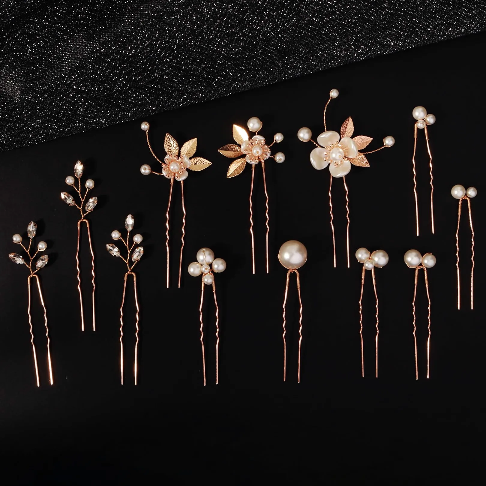 12 forcine per capelli da sposa con strass, accessori per capelli da donna, con cristalli, per damigelle d'onore