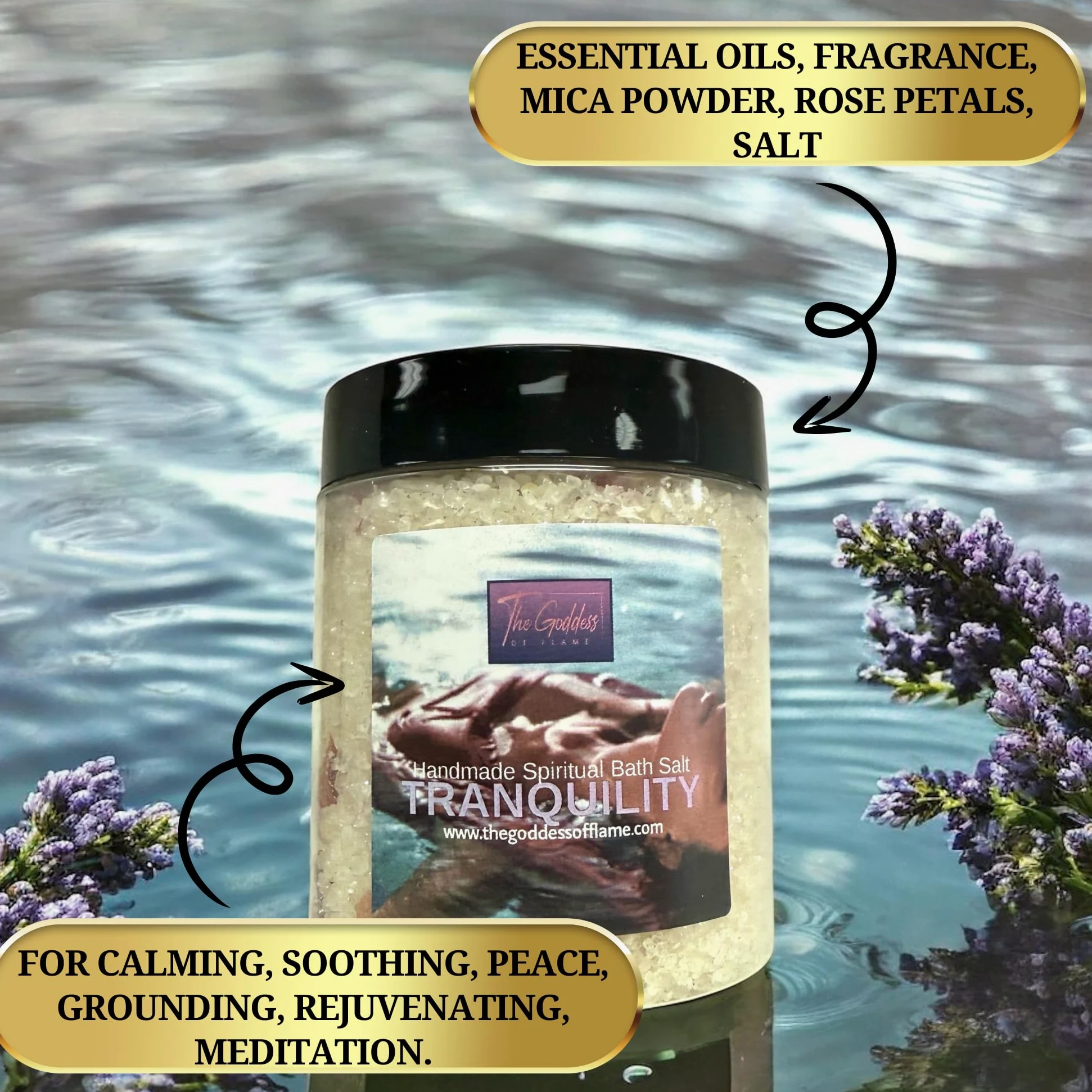 Tranquility - Sali da bagno al sale del Mar Morto per rilassamento, calma, pulizia spirituale e uso rituale