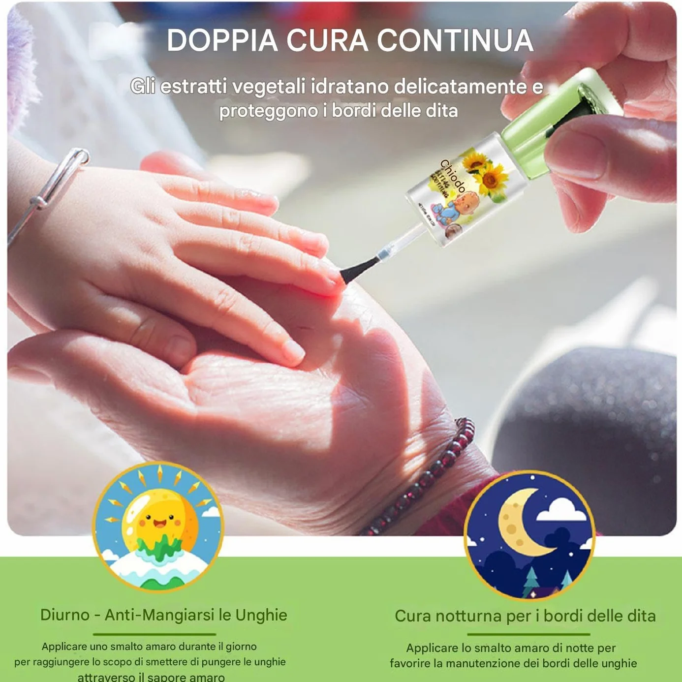 Smalto Per Unghie Toddler 10 Ml - Smalto Liquido Per La Cura Delle Unghie Al Gusto Amaro Alle Erbe, Smalto Per Prevenire Il Morso Delle Unghie Dei Bambini | Uso Giorno E Notte Per Bambini
