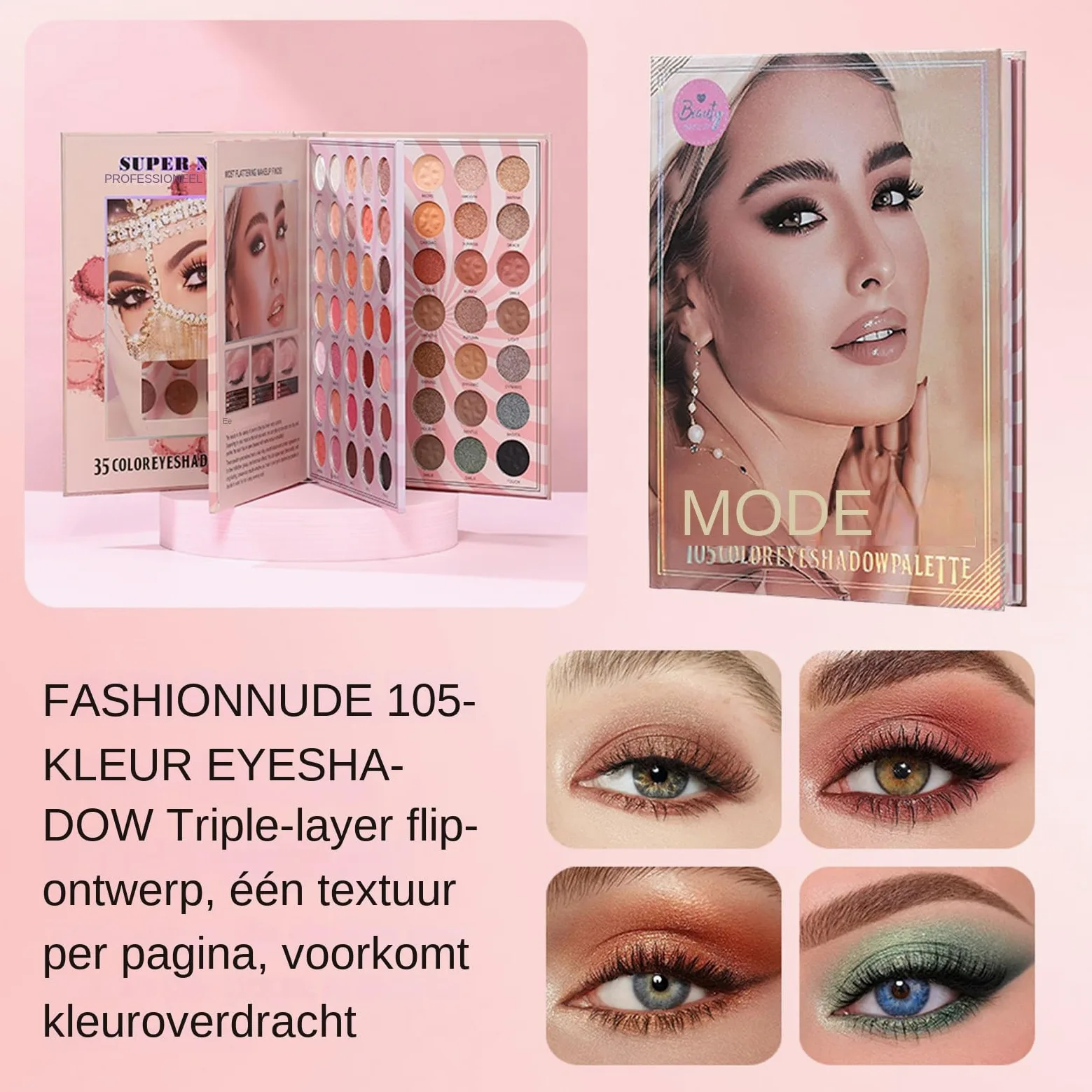 Palette di ombretti - 105 colori opachi, glitterati e illuminanti | Palette di ombretti a forma di libro, per donne ragazze adolescenti festa quotidiana viaggio indossare tutti i giorni