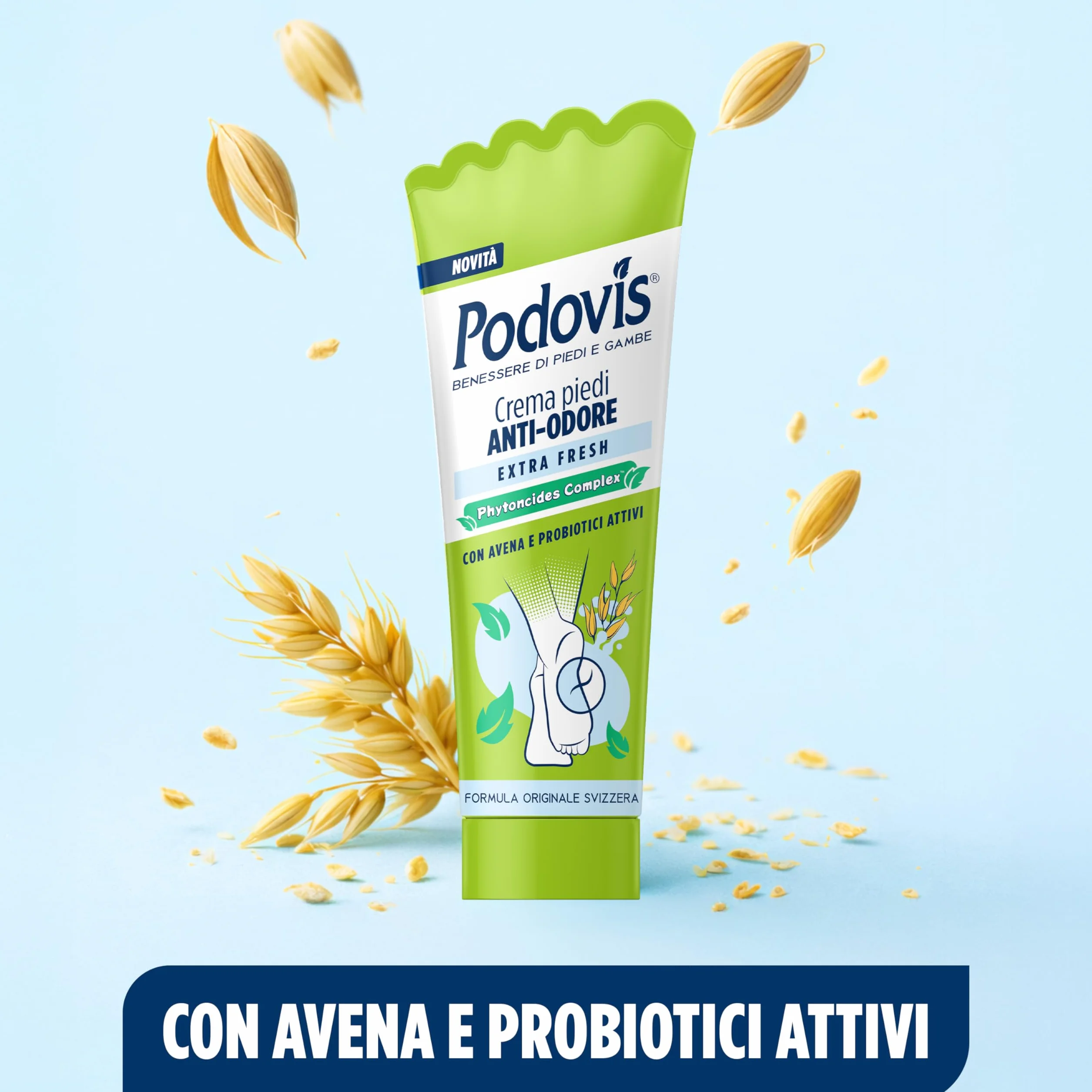Deocrema Extra Fresh Crema per i Piedi Effetto Rinfrescante Idratante Regola Sudorazione Piede Antibatterico Senza Parabeni e Siliconi 100 ml